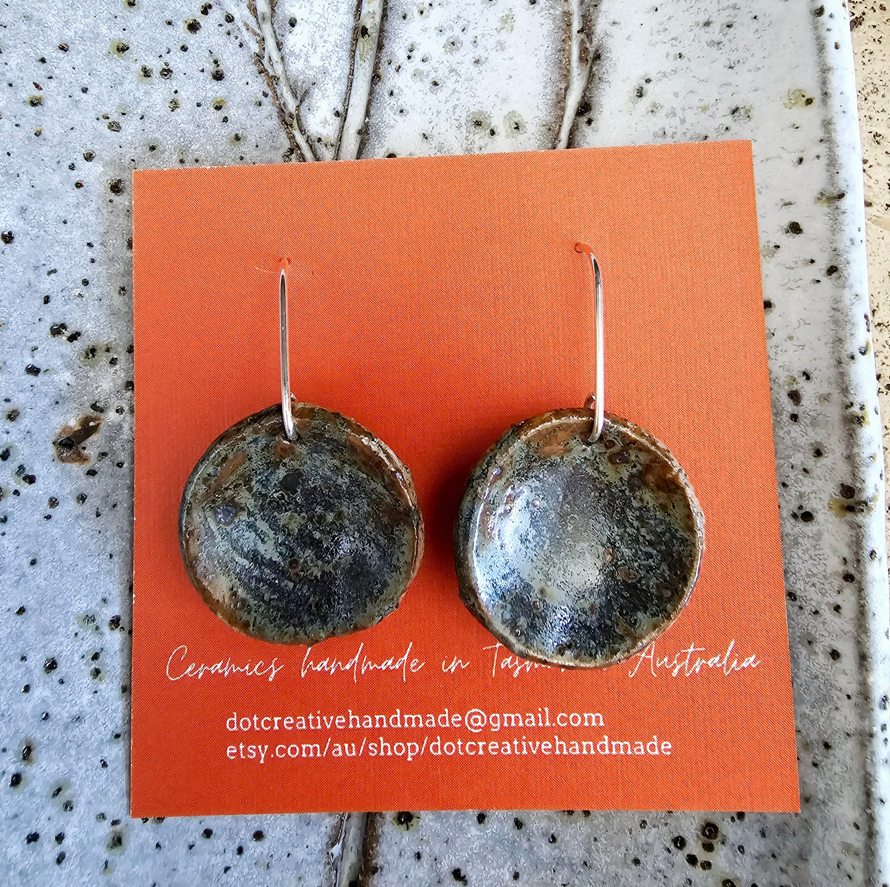 Ceramic Drop Earrings - DOT Creative Tasmania Earrings DOT creative Concave Stone 