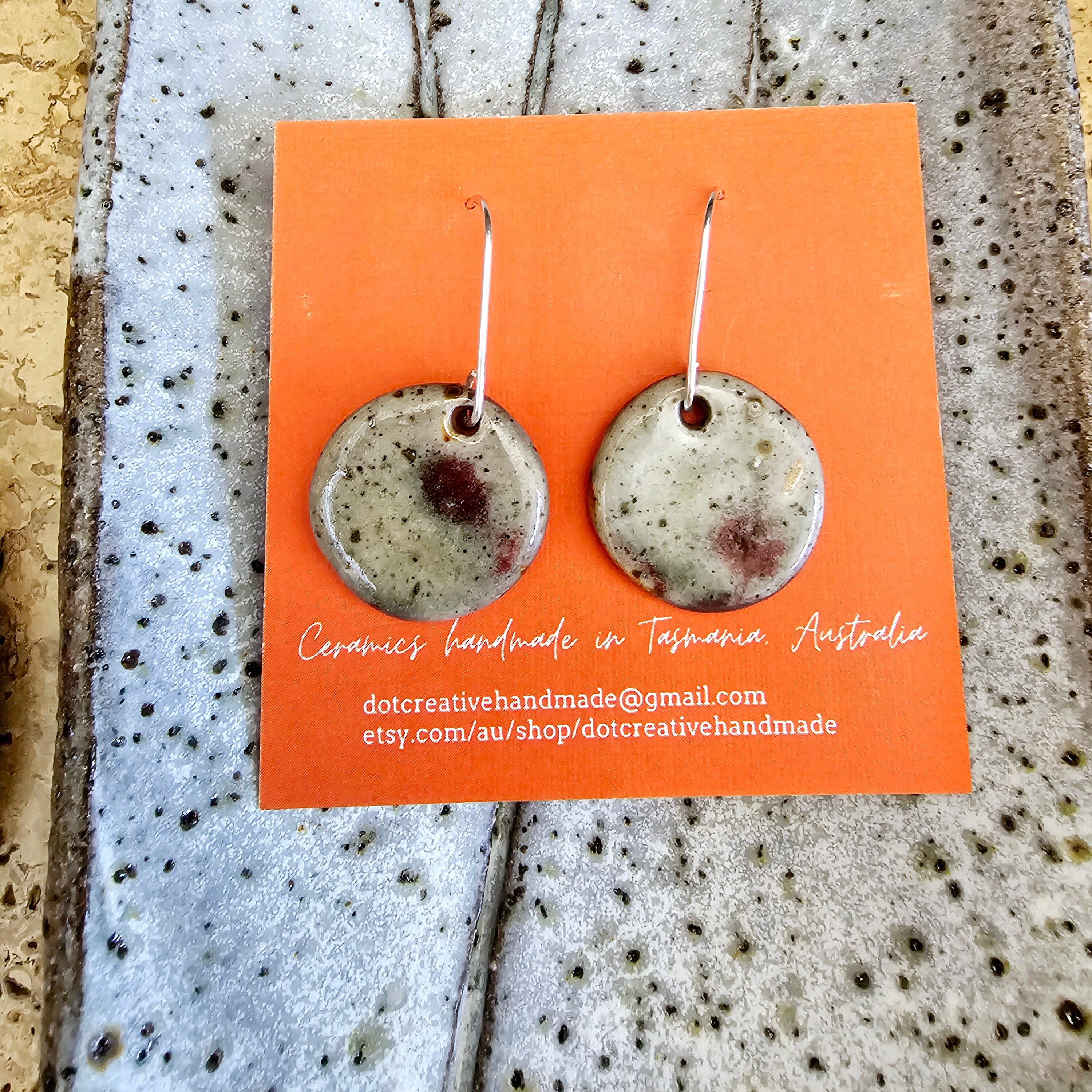 Ceramic Drop Earrings - DOT Creative Tasmania Earrings DOT creative Round Stone 