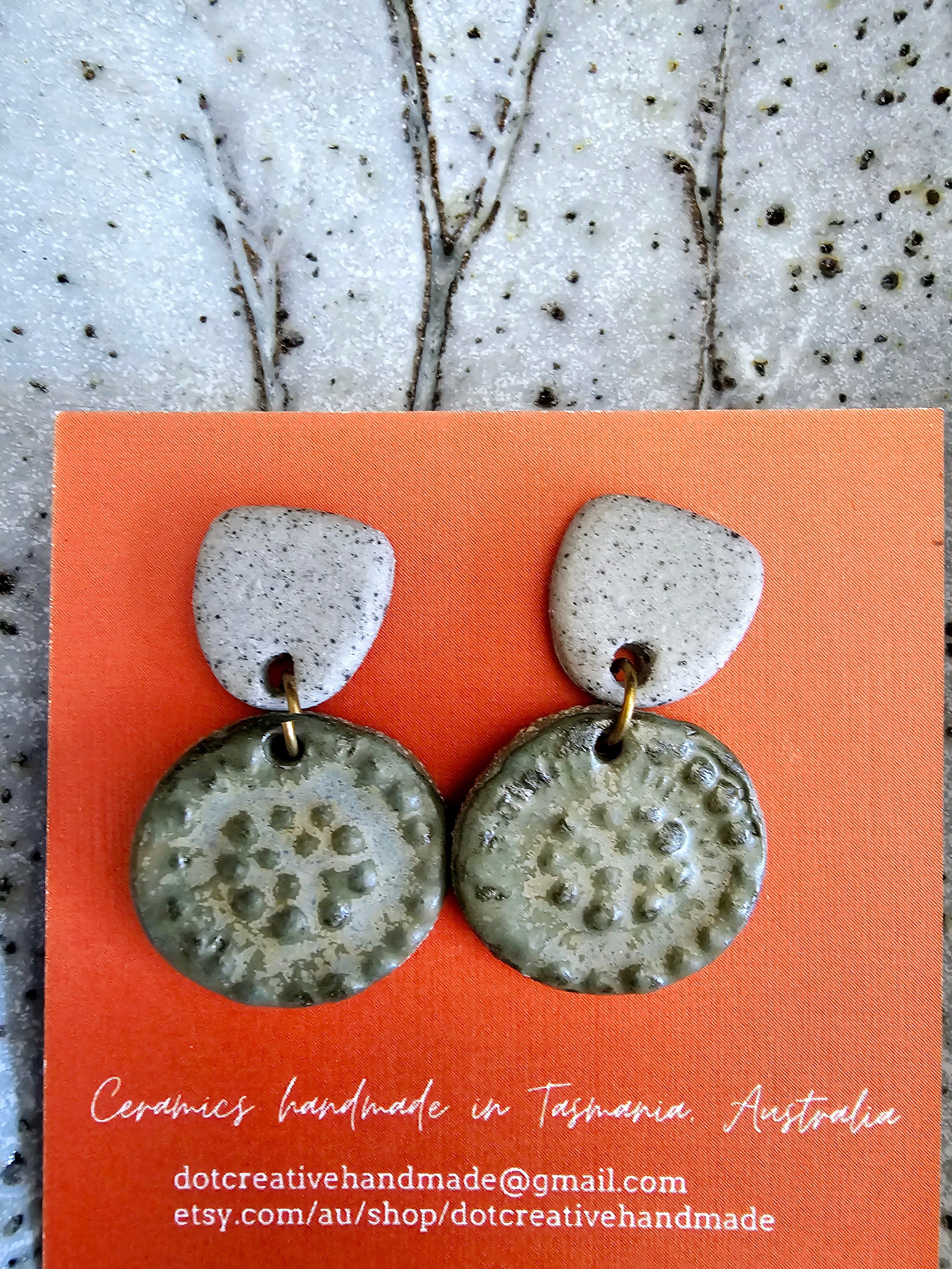 Ceramic Drop Earrings - DOT Creative Tasmania Earrings DOT creative Small Penny 