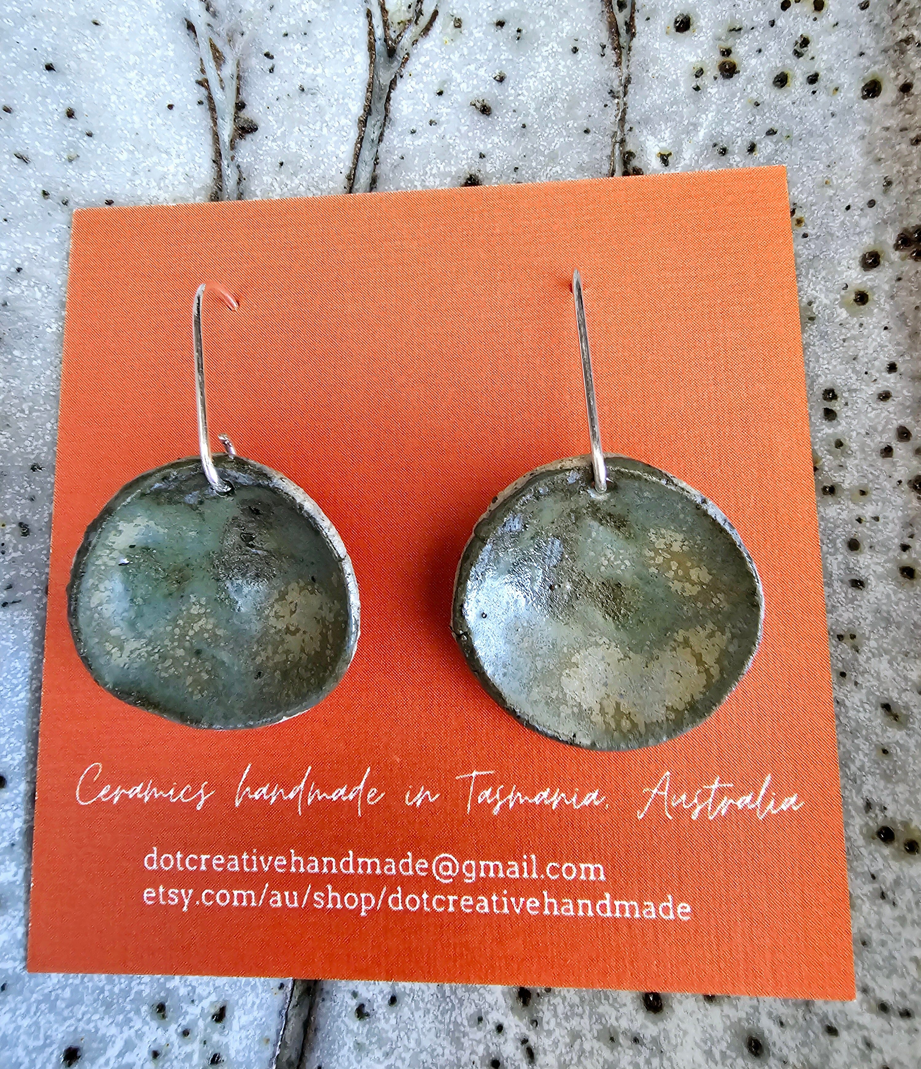 Ceramic Drop Earrings - DOT Creative Tasmania Earrings DOT creative Concave Slate 