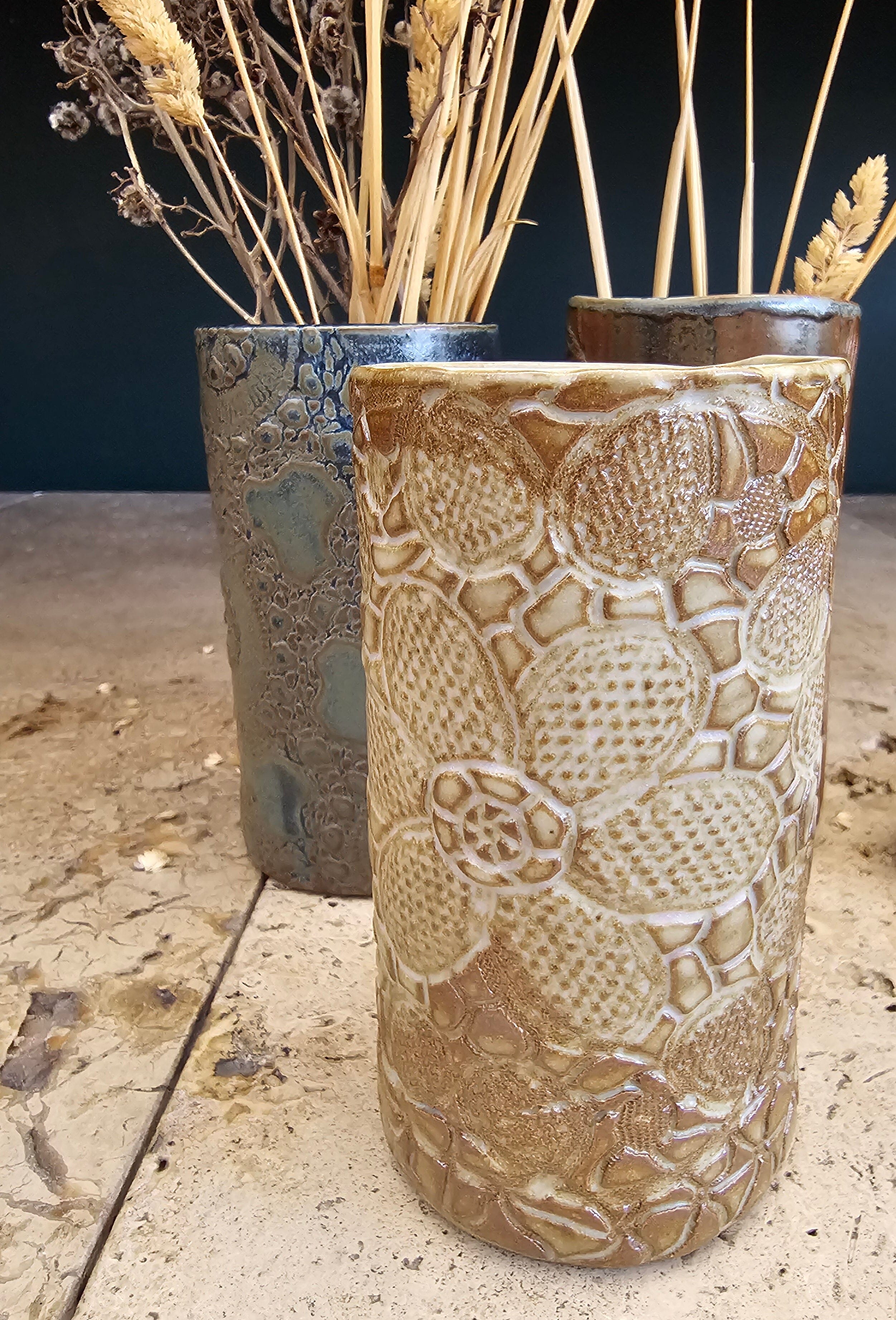 Ceramic Vases - DOT Creative Tasmania Vase DOT creative 150mm Tall Etched 