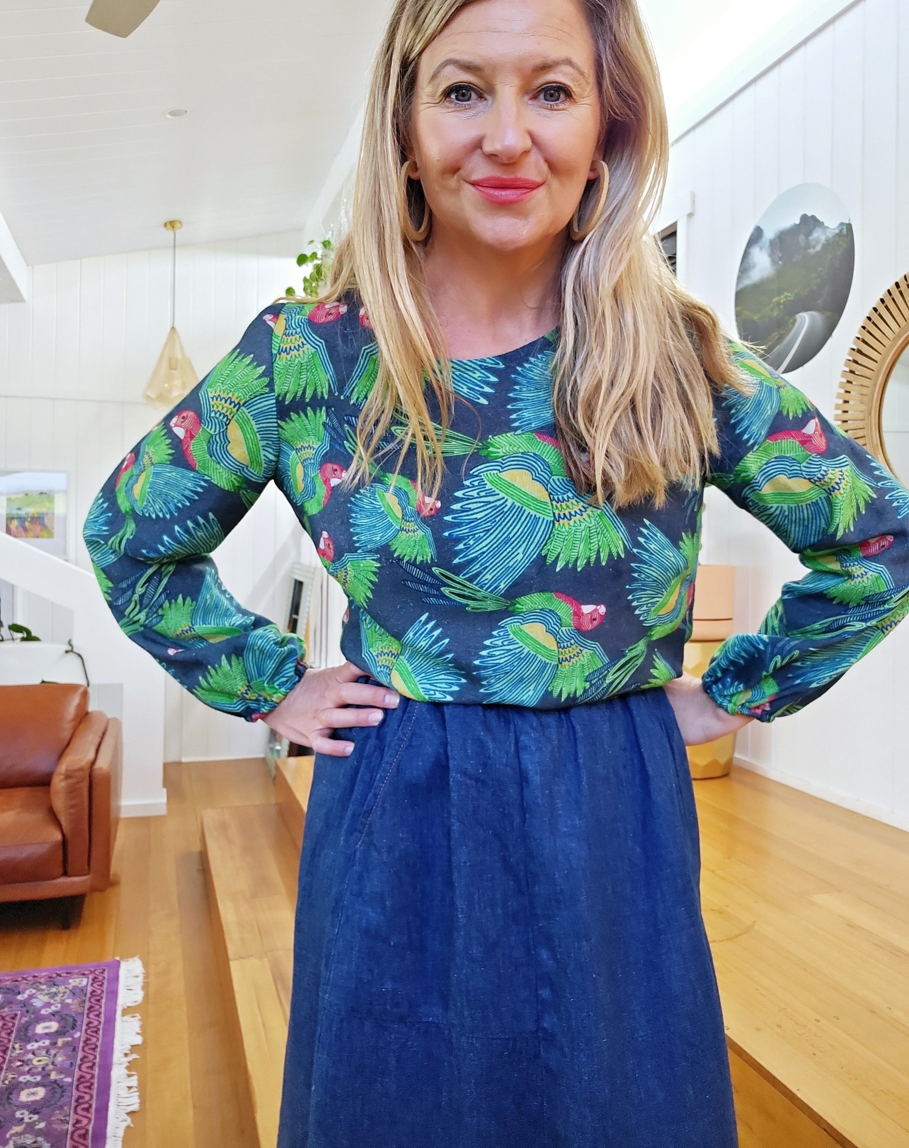 Lady Jane Organic Cotton DM Blouse - Eastern Rosella top The Spotted Quoll 