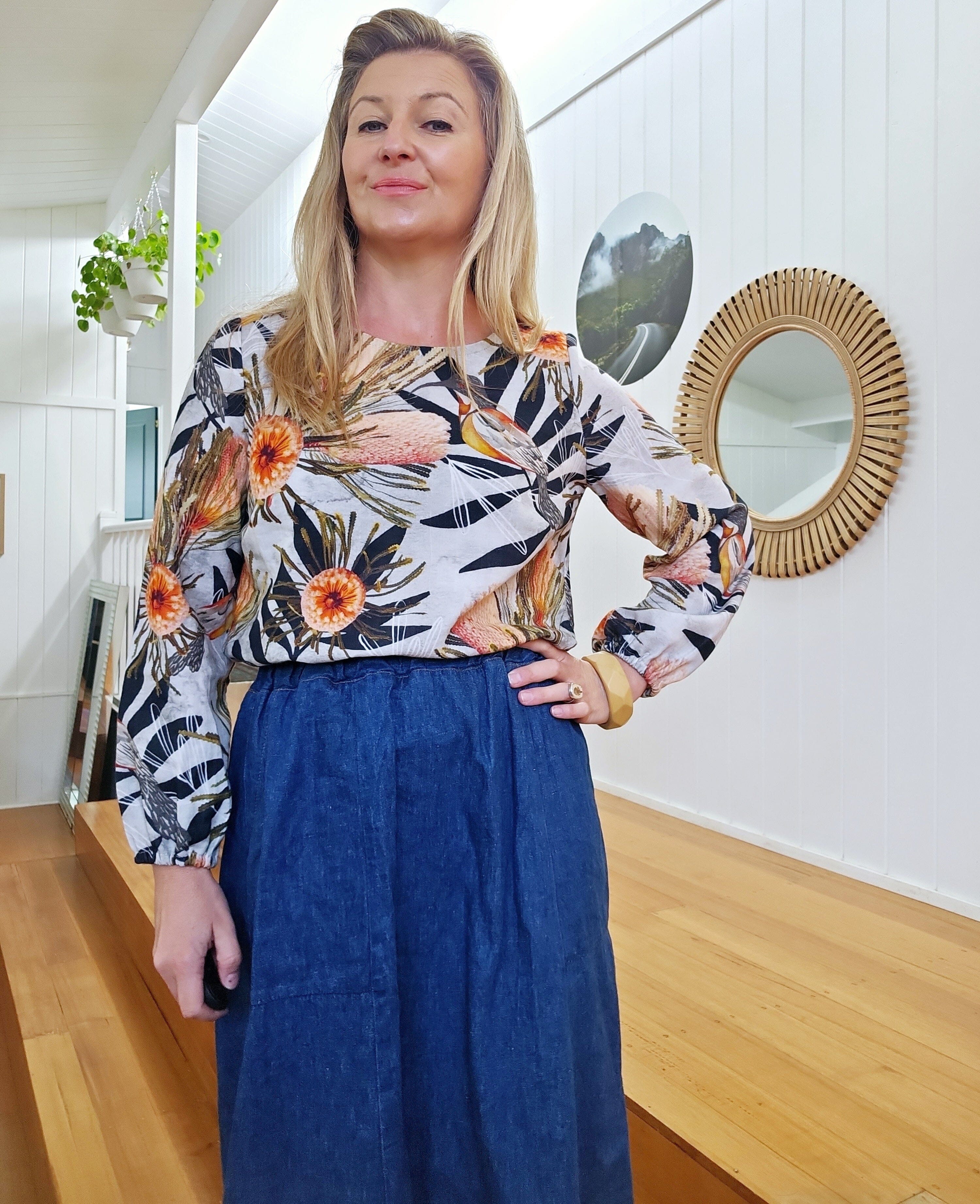 Lady Jane Organic Cotton DM Blouse - Summer Bouquet top The Spotted Quoll 