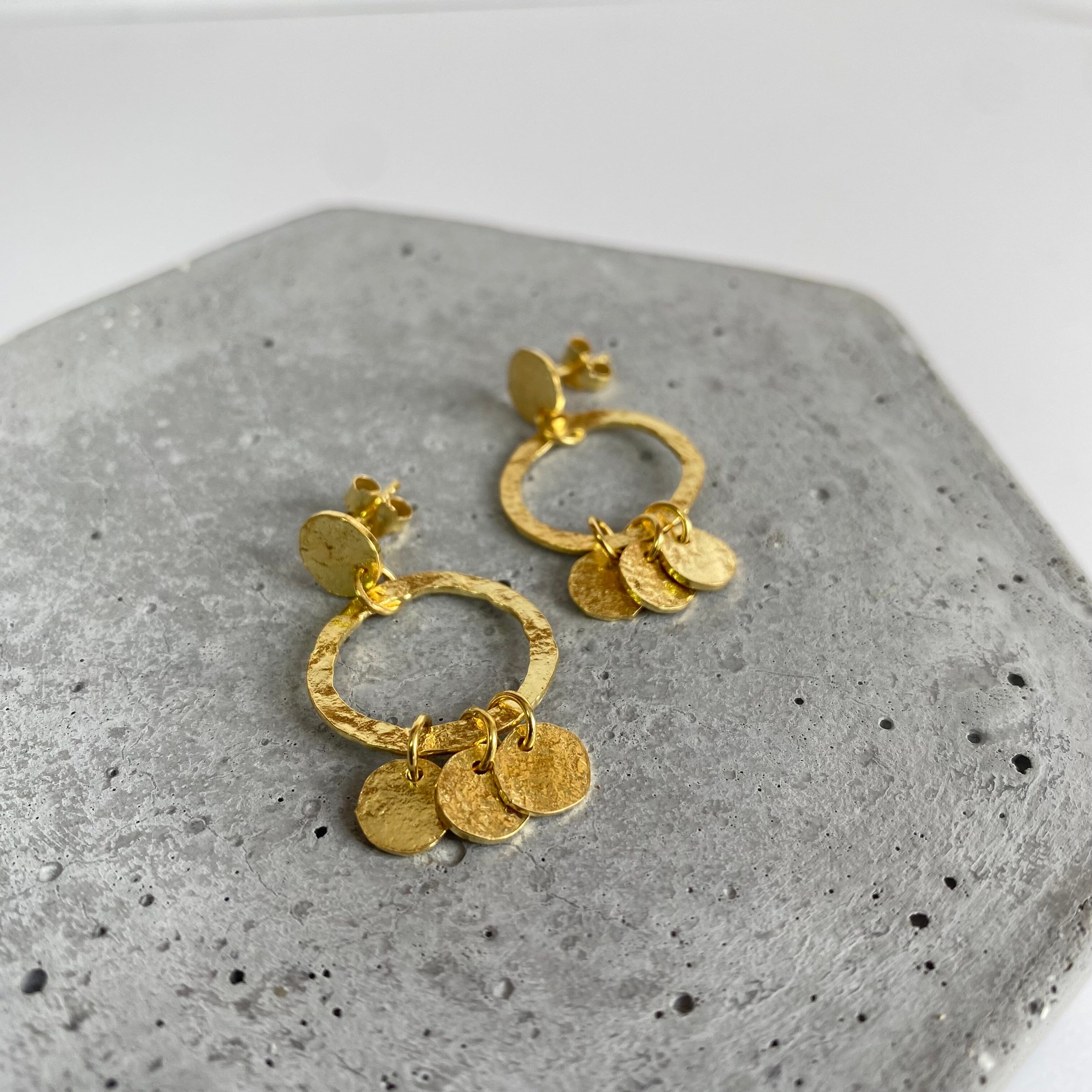 Hammered Collection - Lisa Carney Jewelry Lisa Carney Designs Moon Glimmer Earrings Gold Plated 30mm