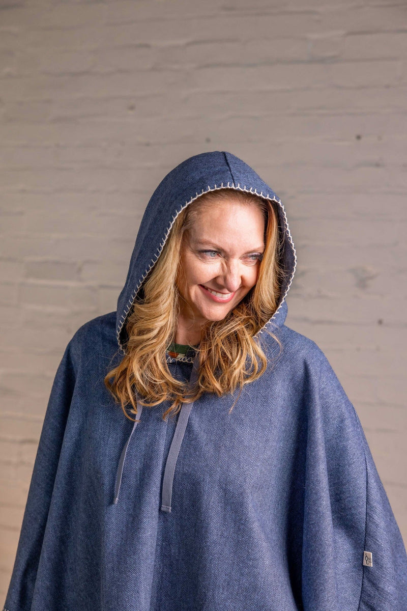 Hooded Organic Wool Cape - Duckegg Herringbone – The Spotted Quoll