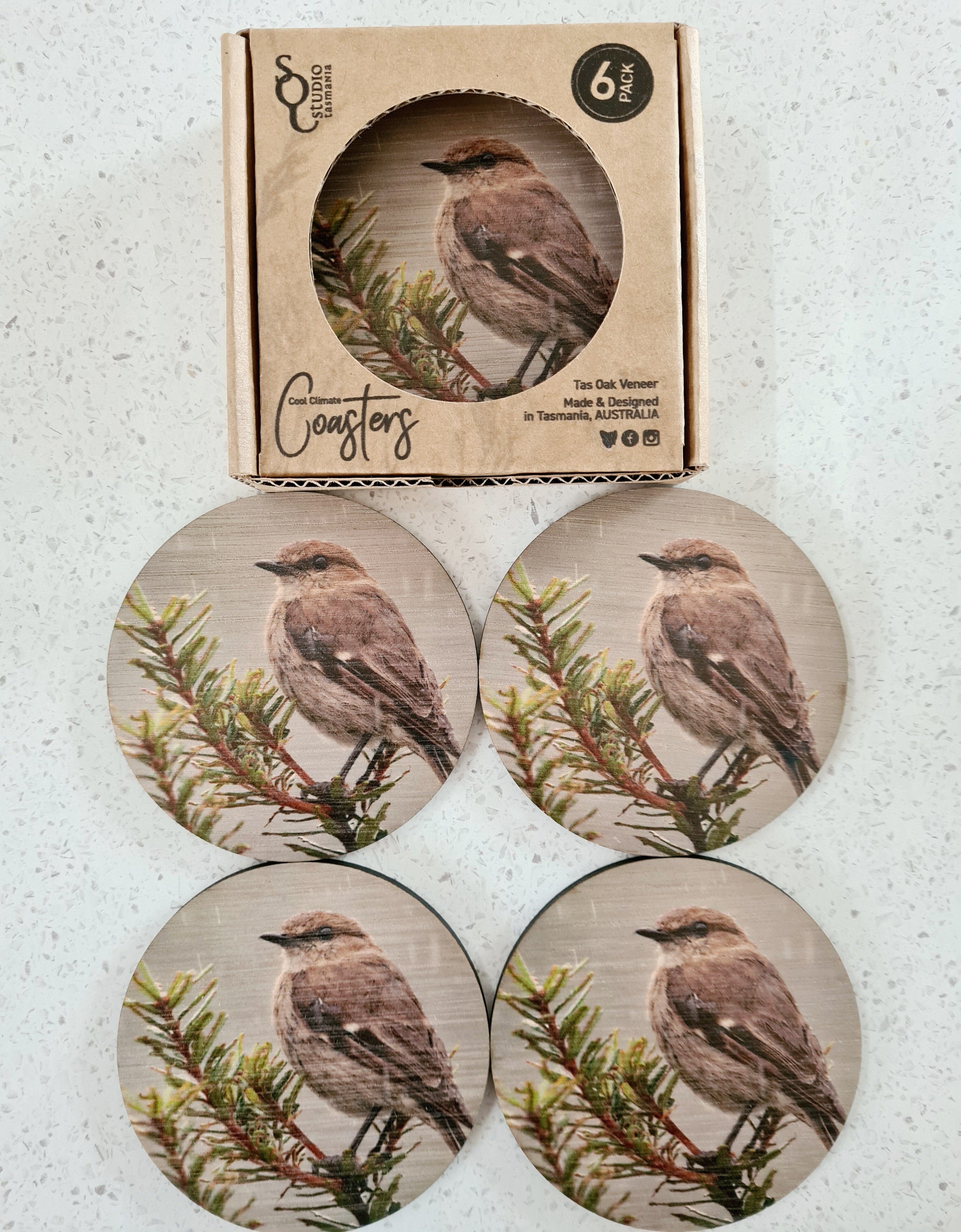 Coasters Cool Climate - The Spotted Quoll Studio tablewear The Spotted Quoll Dusky Robin Tasmanian Songbird 