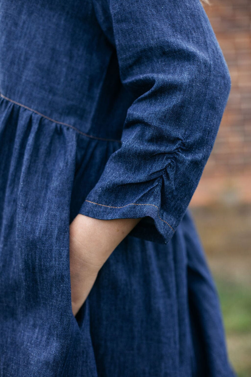 denim peasant dress Organic Denim Peasant Dress
