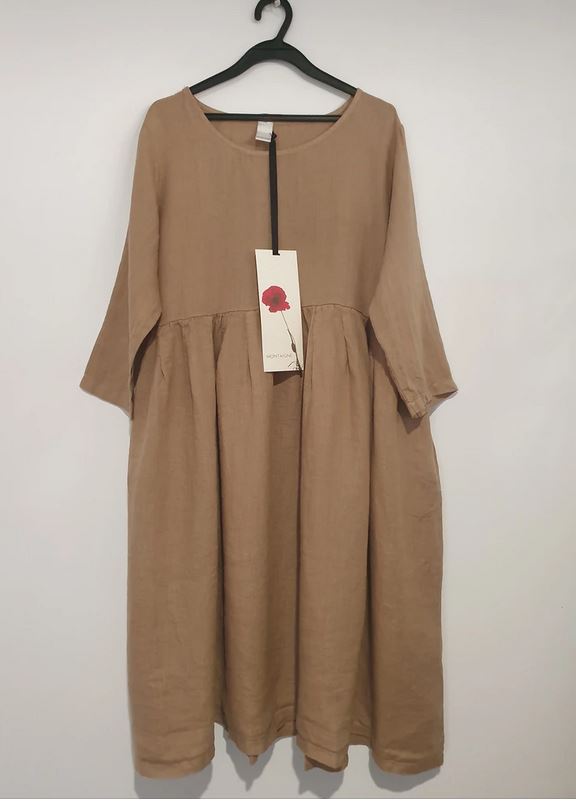 Montaigne Italian Linen Baggy Dress Dress Etika Camello 