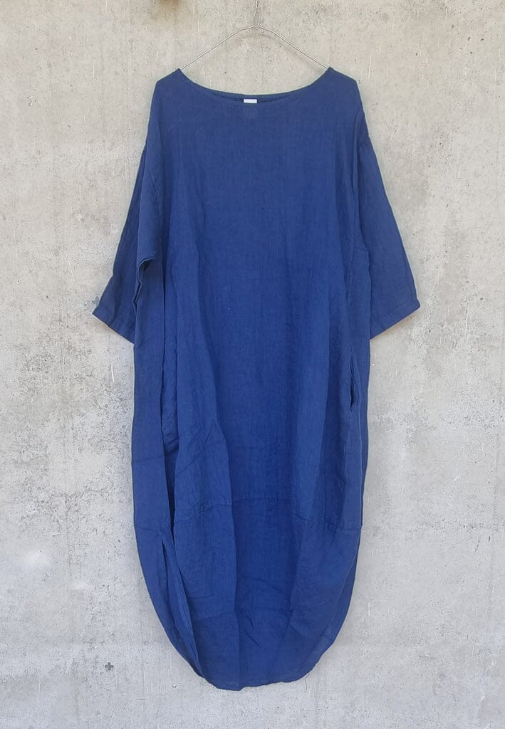Scalloped Linen Dress Dress Etika Royal Blue 
