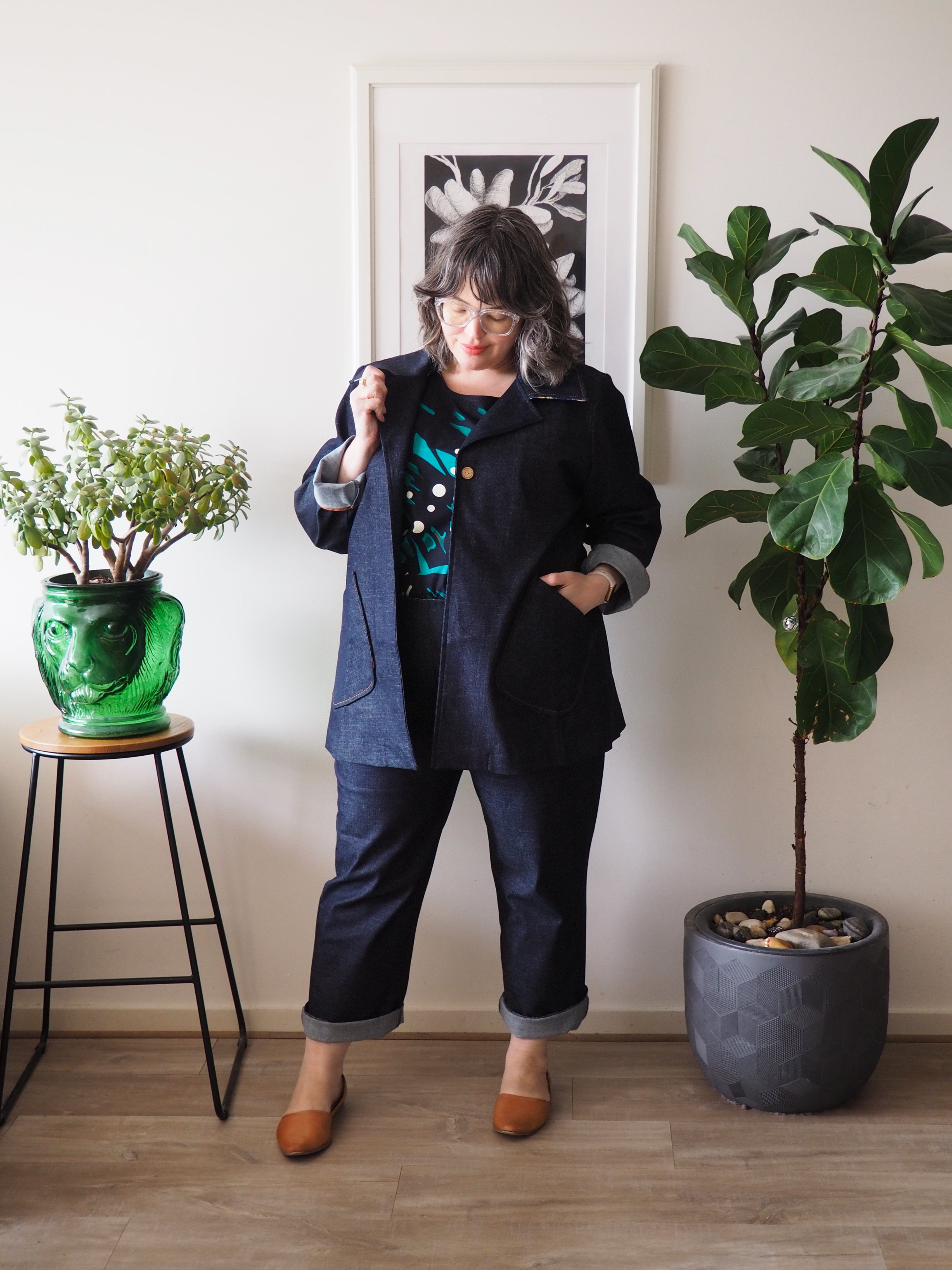 Island Pleat Denim Blazer blazer The Spotted Quoll 