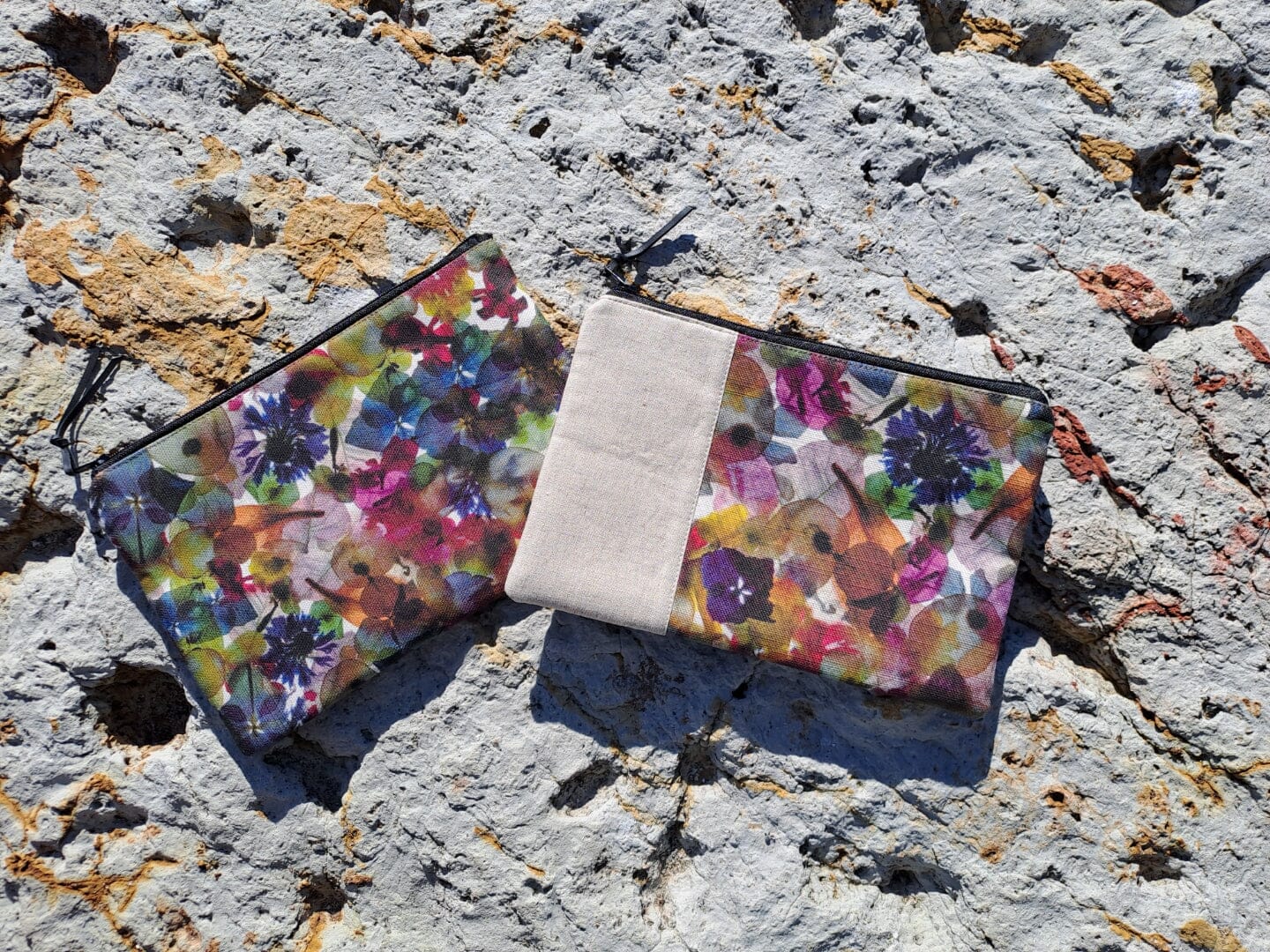 Tasmanian Linen Fabric Pouches - Nikki Bourke & Joanna Green calico bag String of Hearts 