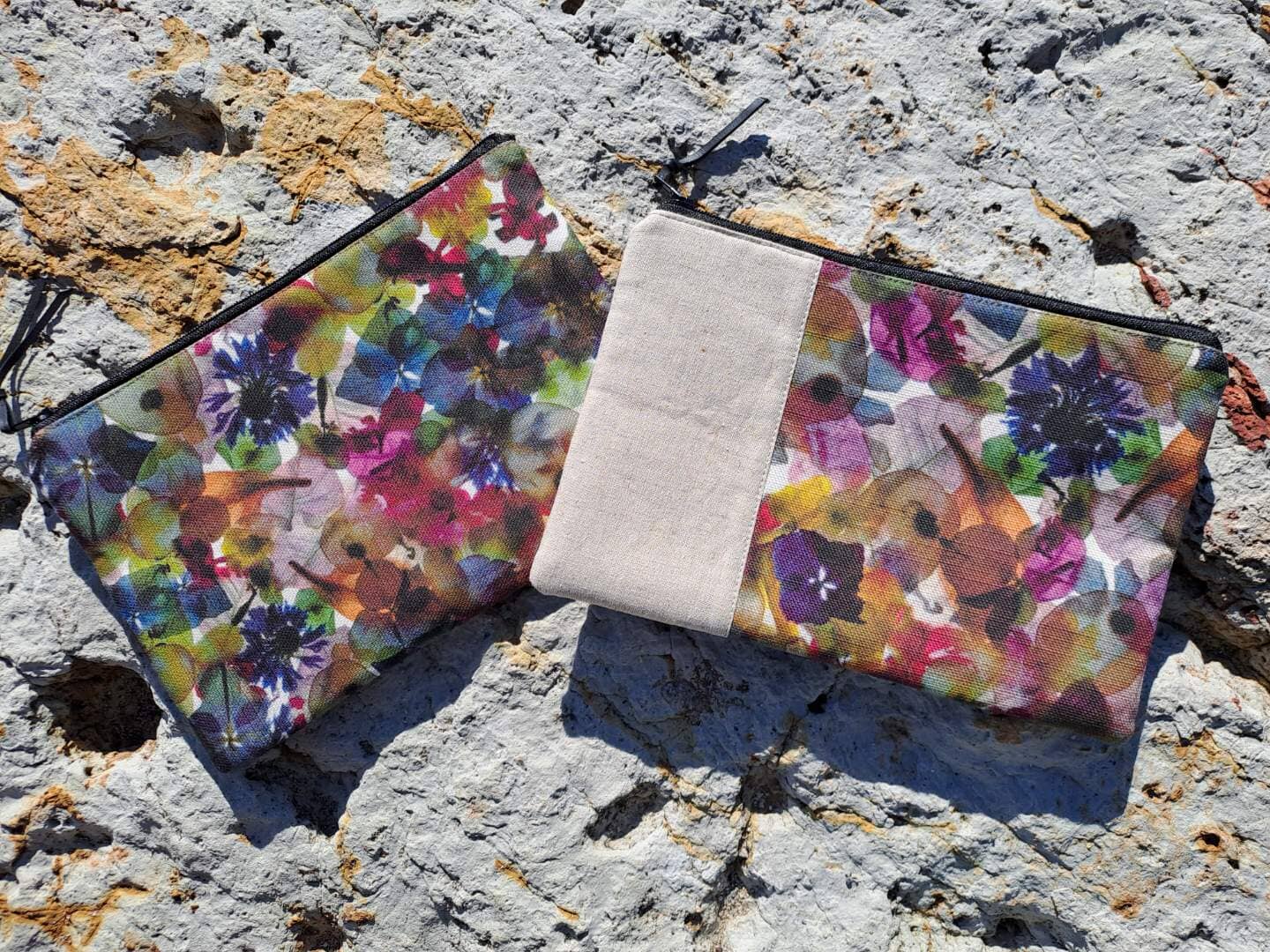 Tasmanian Linen Fabric Pouches - Nikki Bourke & Joanna Green calico bag String of Hearts 