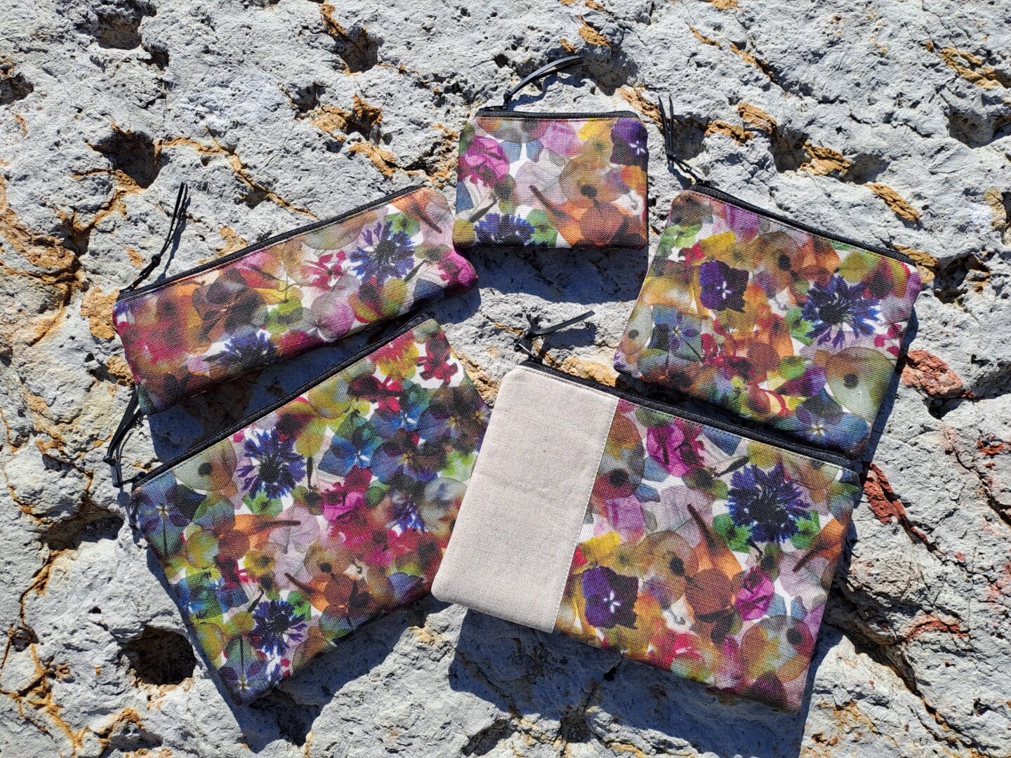 Tasmanian Linen Fabric Pouches - Nikki Bourke & Joanna Green calico bag String of Hearts 