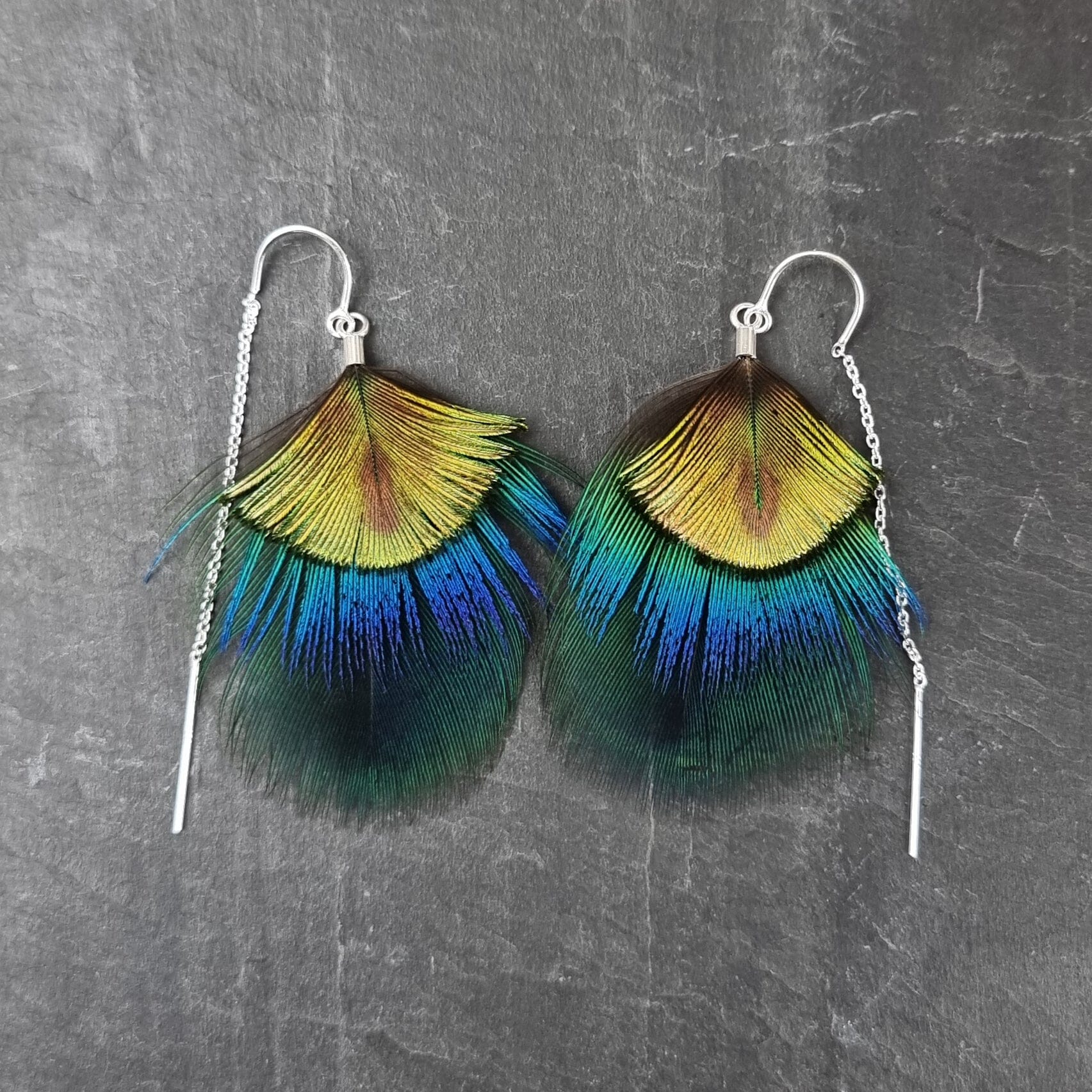 Peacock Feather Earrings - Emily Eliza Earrings Emily Eliza Arlotte Electric Blue 