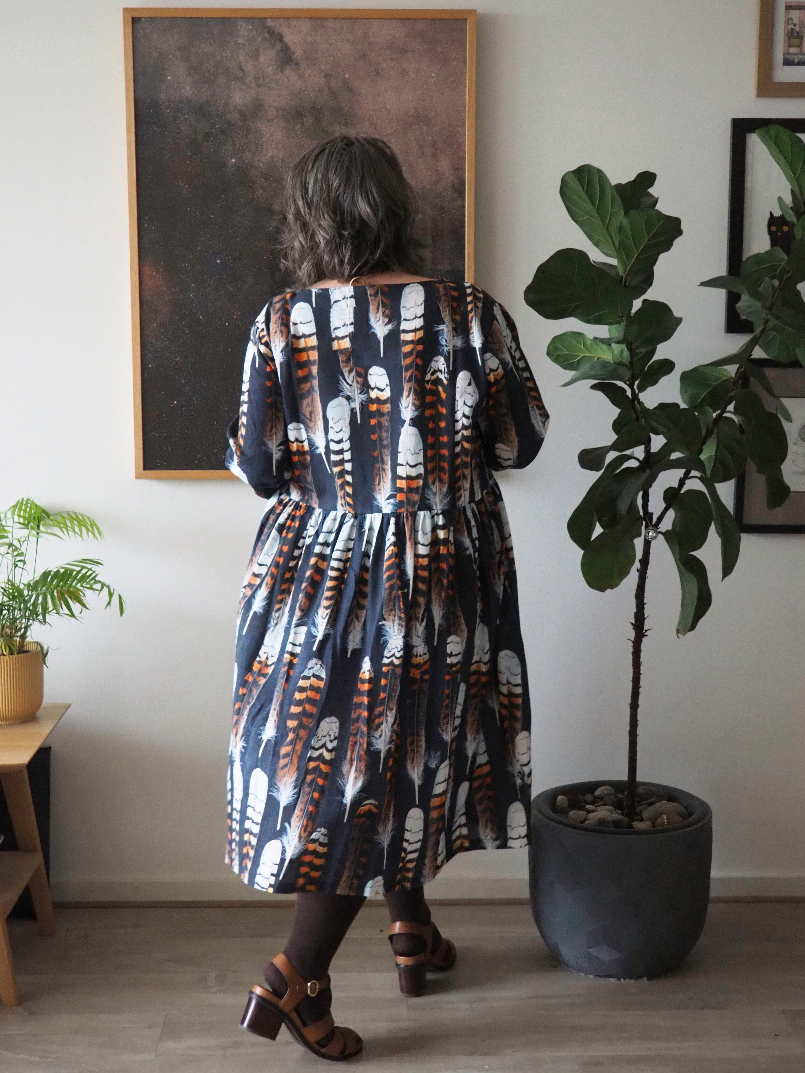 Peasant Dress 3/4 sleeves - Kookaburra Feather Dresses The Spotted Quoll 