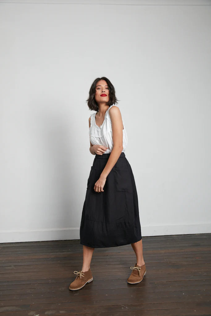 Montaigne Solid Linen Tulip Skirt Skirt Etika 
