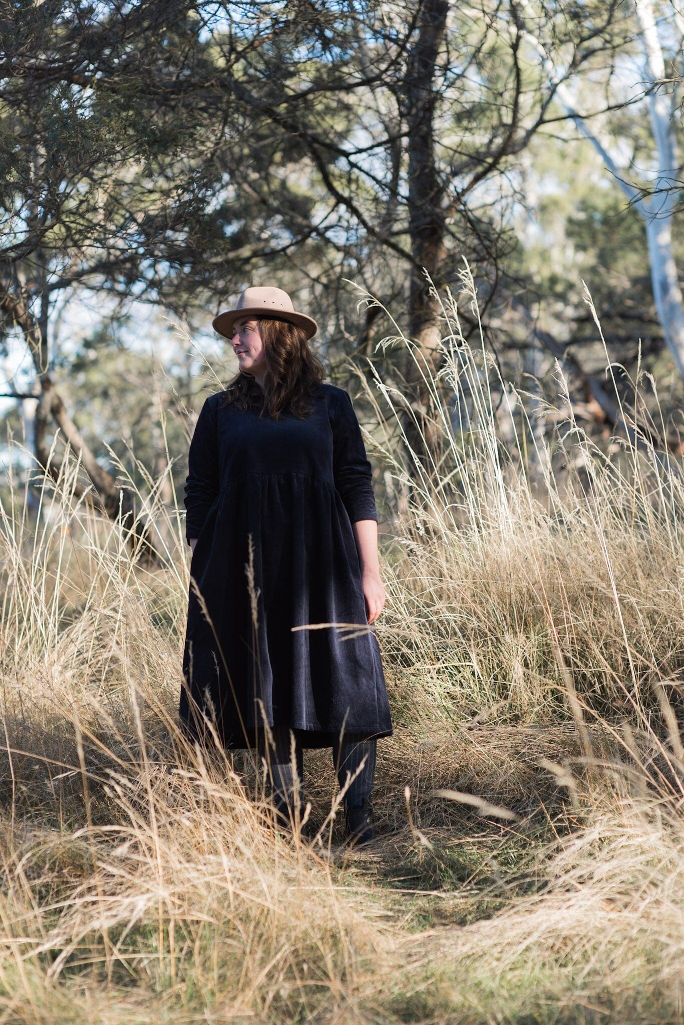 Corduroy Peasant Dress - 'Wild Forager' Dress The Spotted Quoll 
