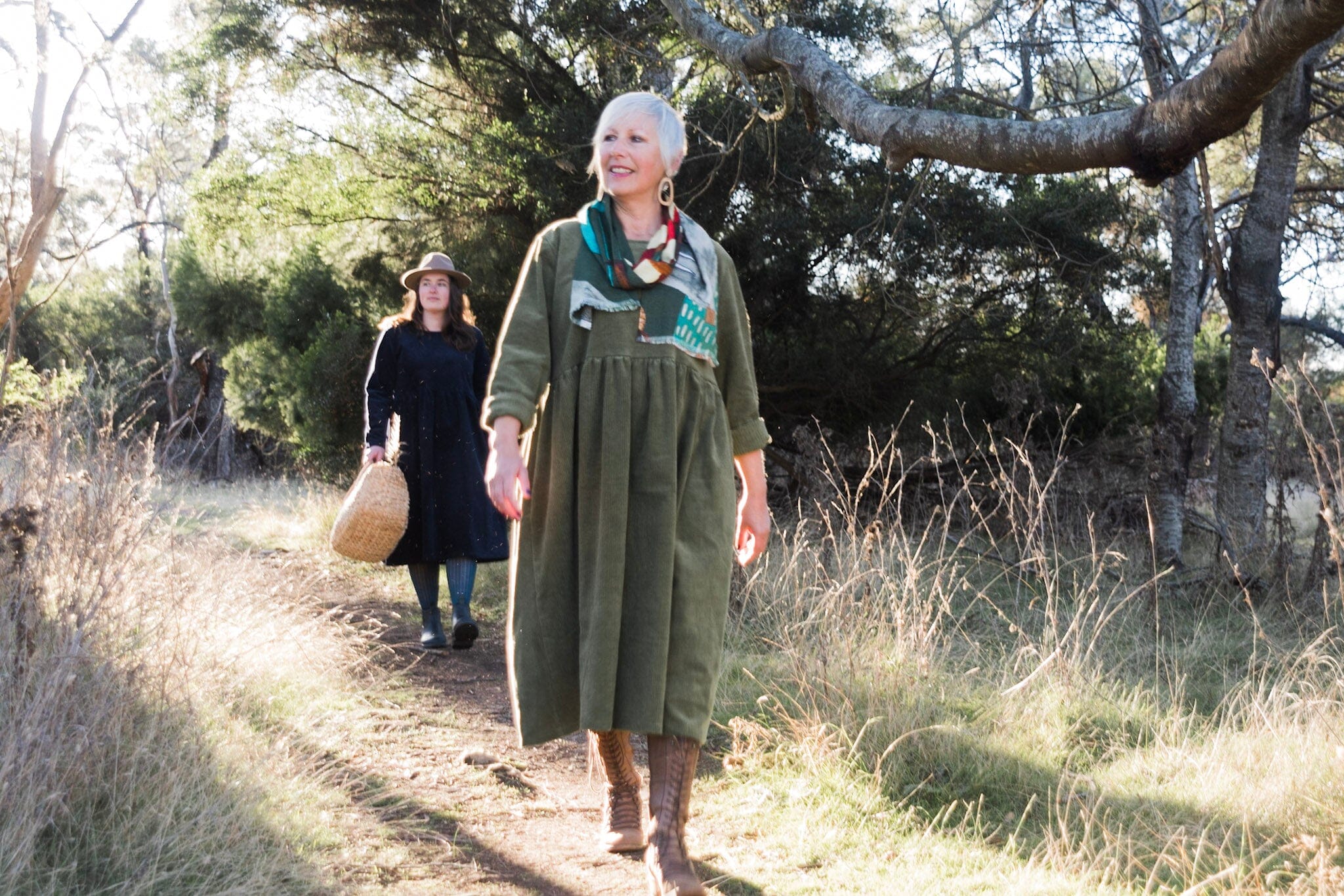 Corduroy Peasant Dress - 'Wild Forager' Dress The Spotted Quoll 