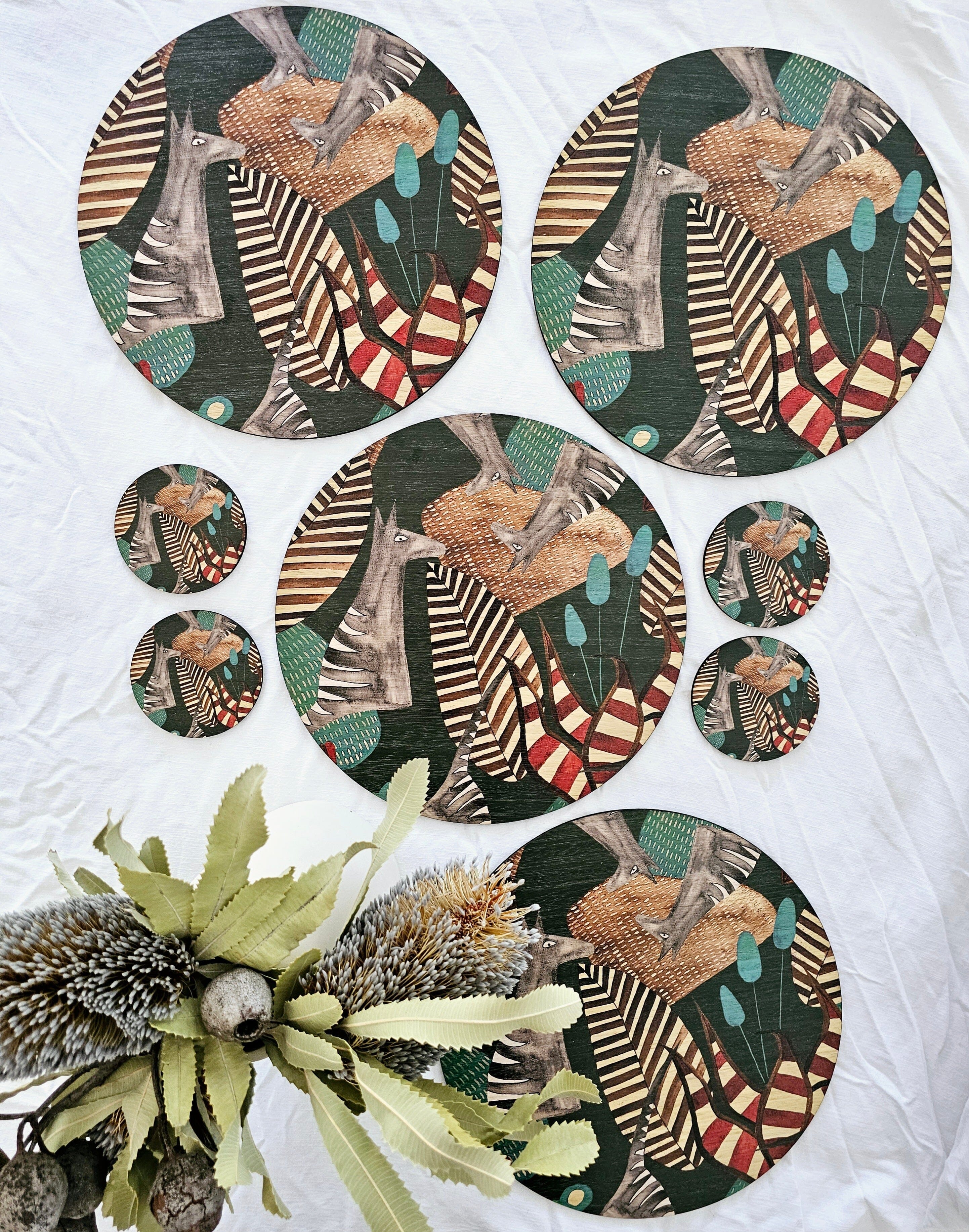 Placemat and Coaster Sets - Bosa Art Co table ware The Spotted Quoll 