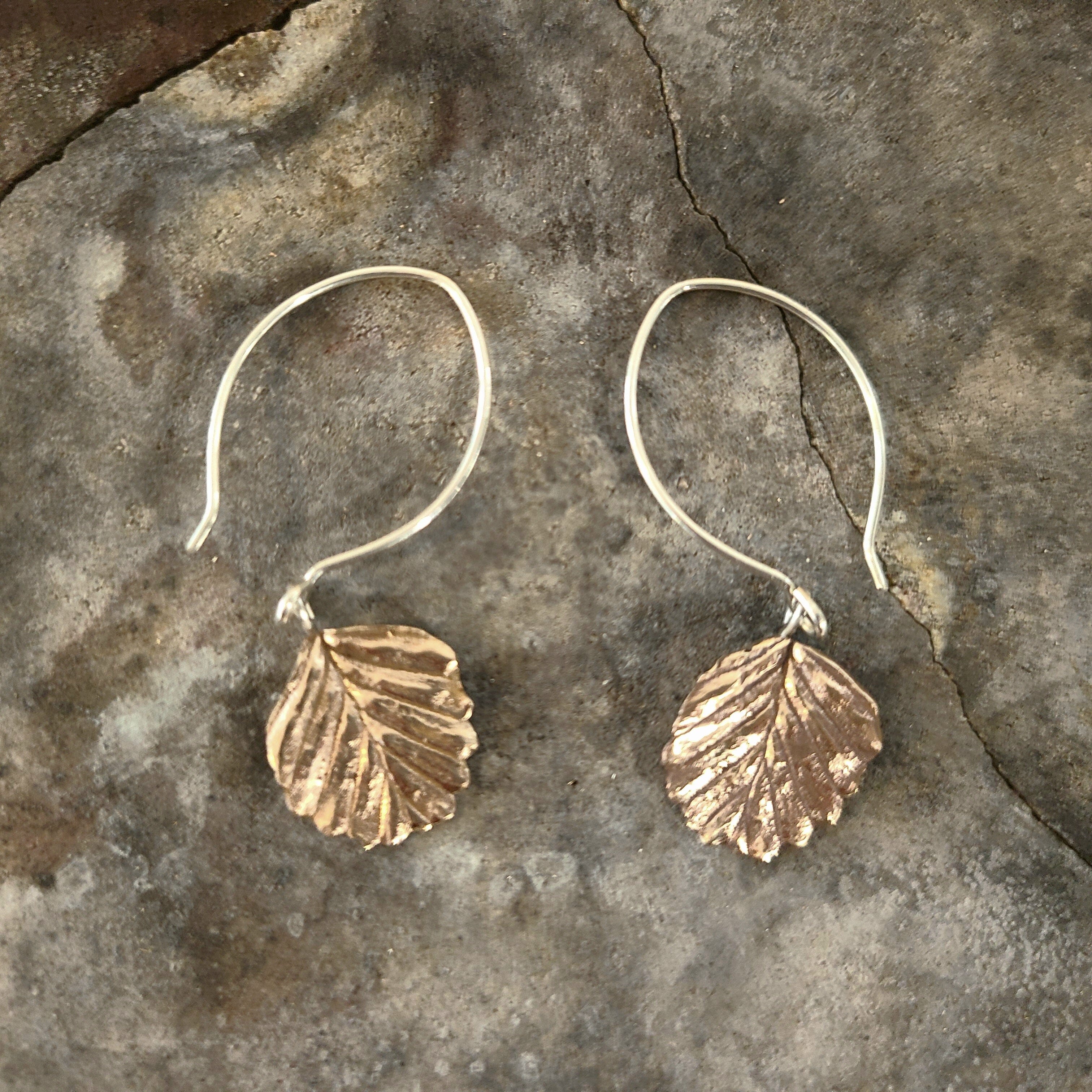 Fagus Leaf Earrings - Janny McKinnon Jewellery Janny Mckinnon Round Hook Bronze 