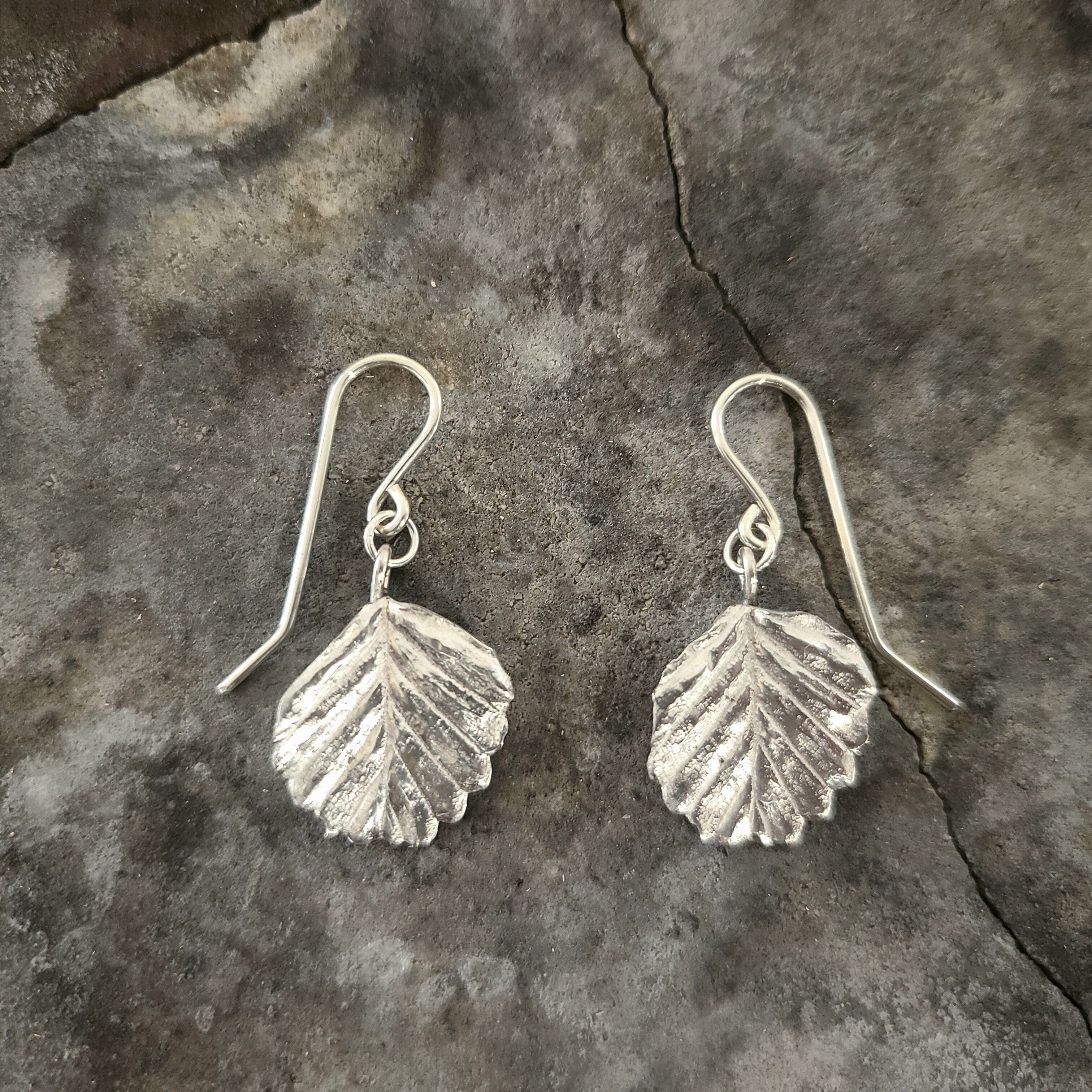 Fagus Leaf Earrings - Janny McKinnon Jewellery Janny Mckinnon Articulated Hook Silver 
