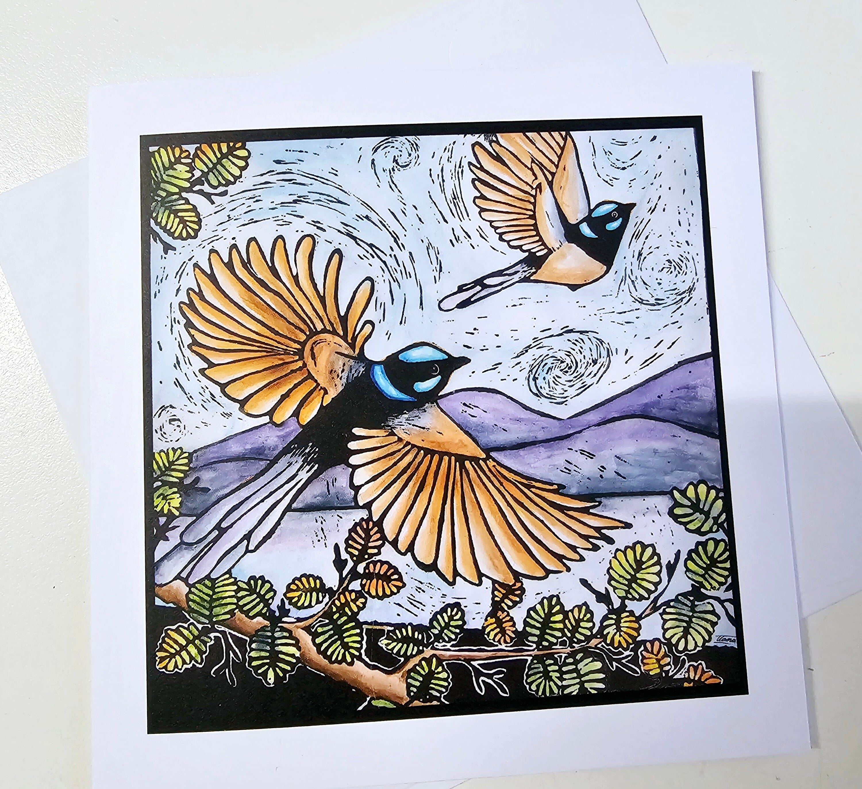 Tasmanian Greeting Cards by Ilana Bea Designs greeting cards Ilana Bea Designs Tas Blue Wrens 