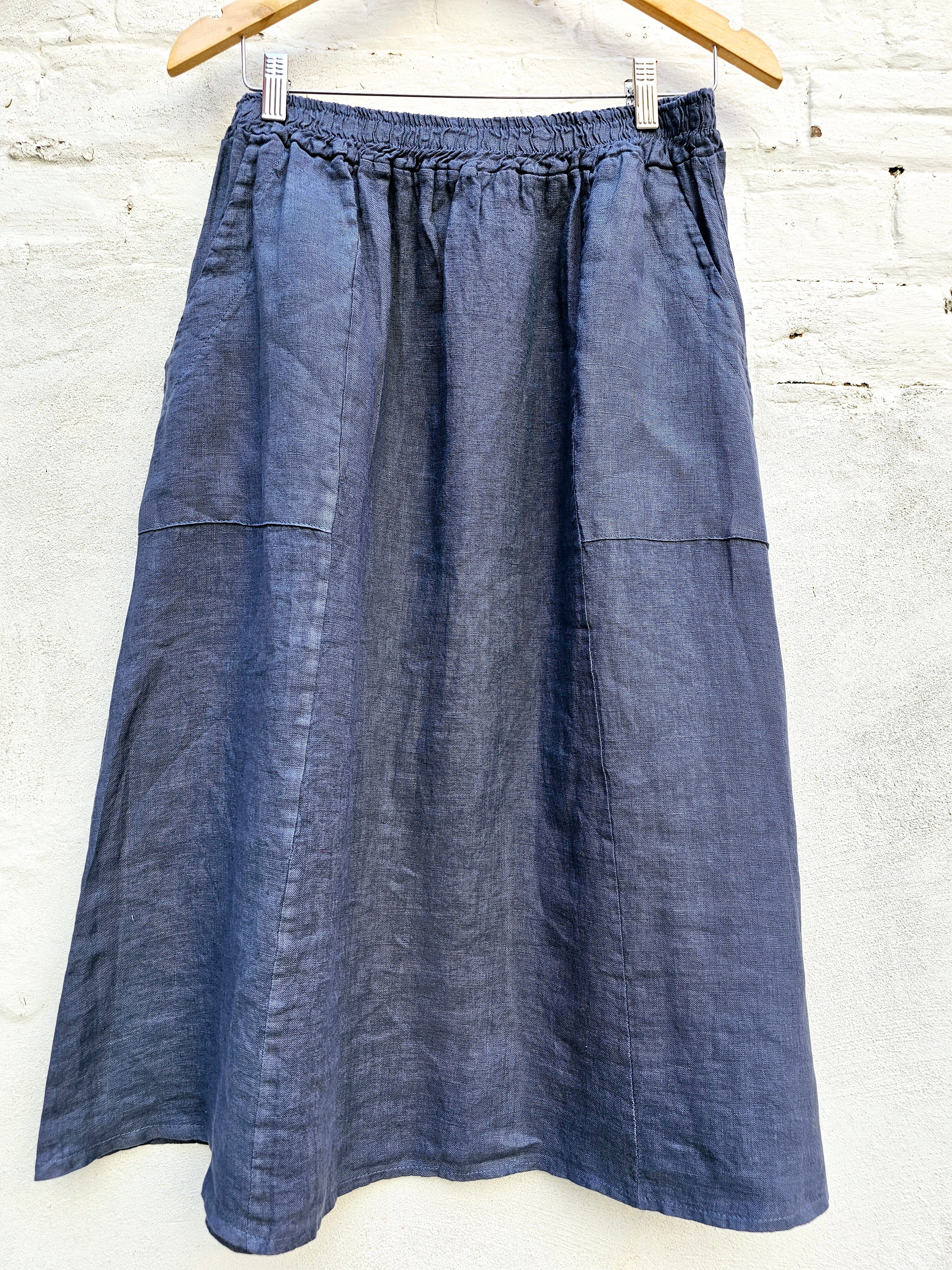 Italian Linen A-Line Skirt Skirt Etika Chambray O/S 