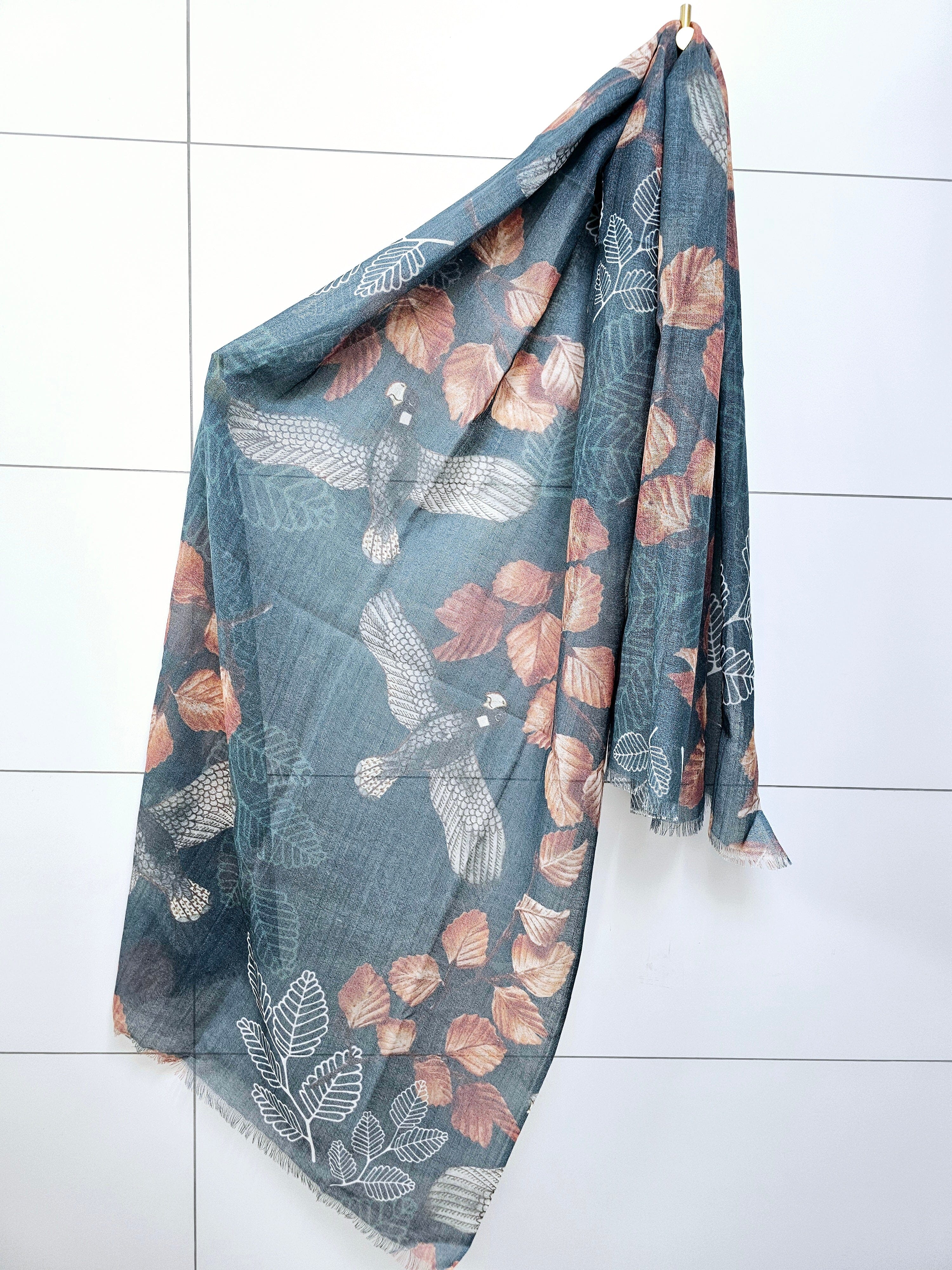 Printed Sheer Wool Scarves - Gift Boxed scarf The Spotted Quoll Fagus 