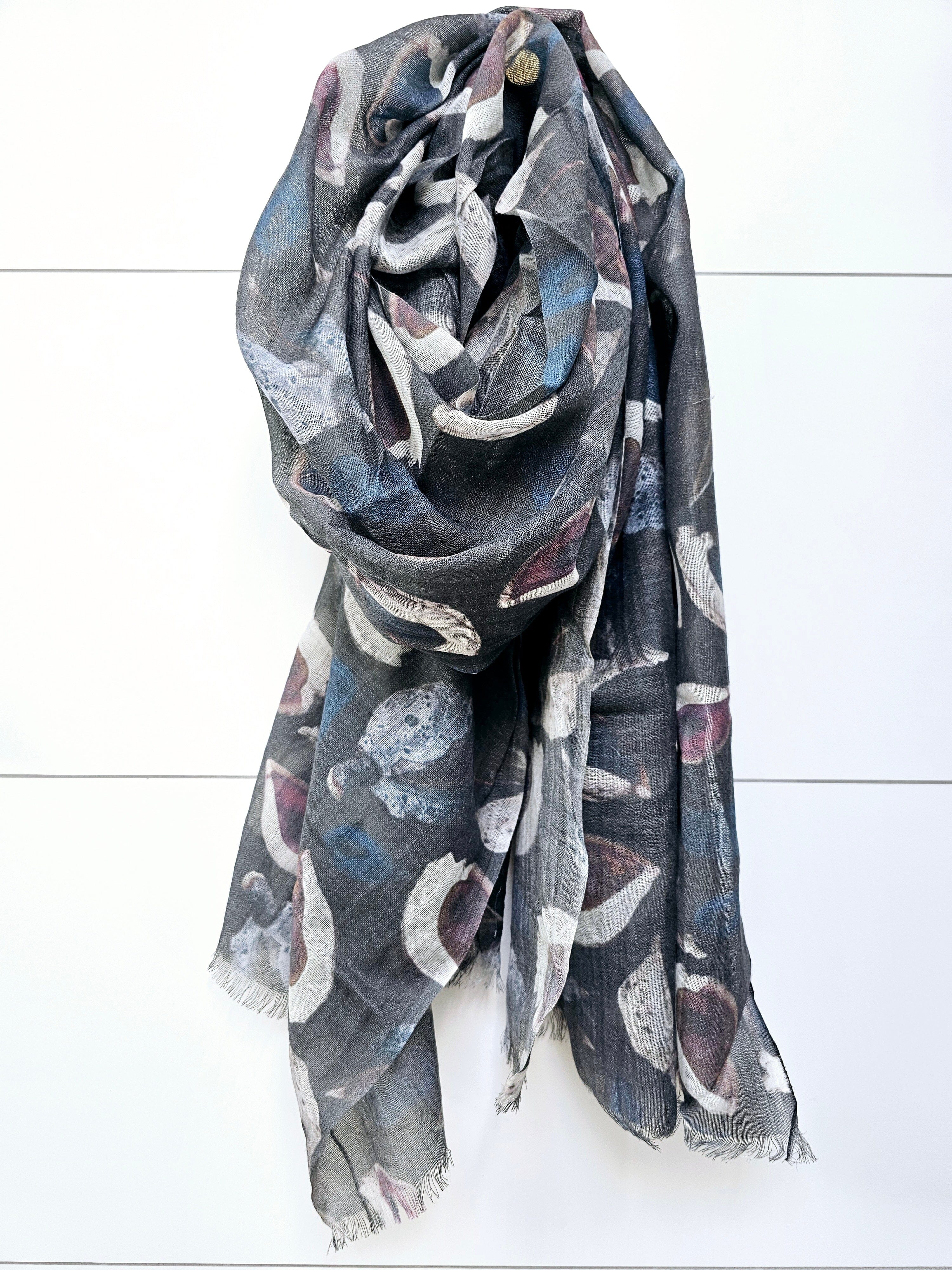 Printed Sheer Wool Scarves - Gift Boxed scarf The Spotted Quoll Seed Pod 