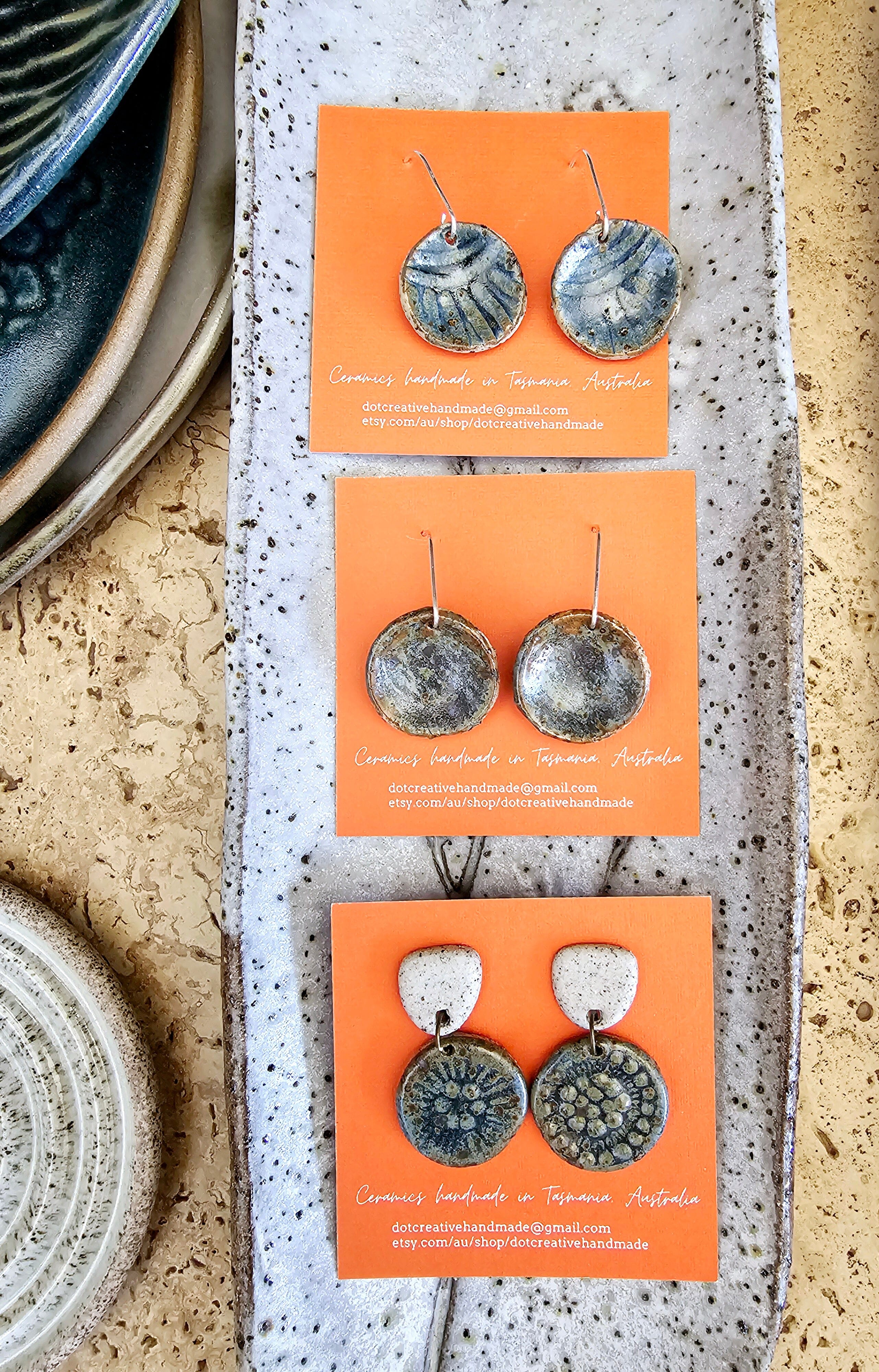 Ceramic Drop Earrings - DOT Creative Tasmania Earrings DOT creative 