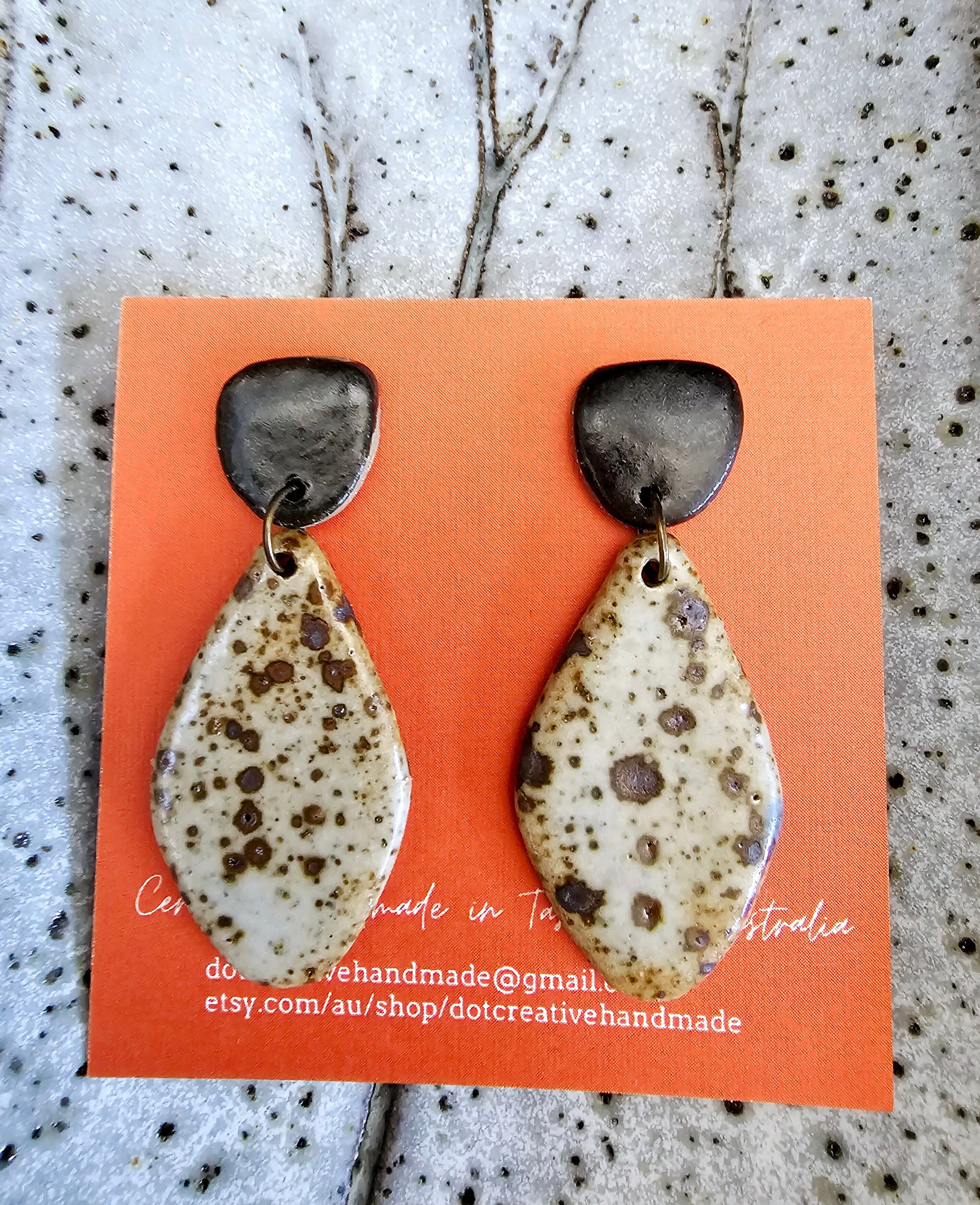 Ceramic Drop Earrings - DOT Creative Tasmania Earrings DOT creative Speckled Diamond 