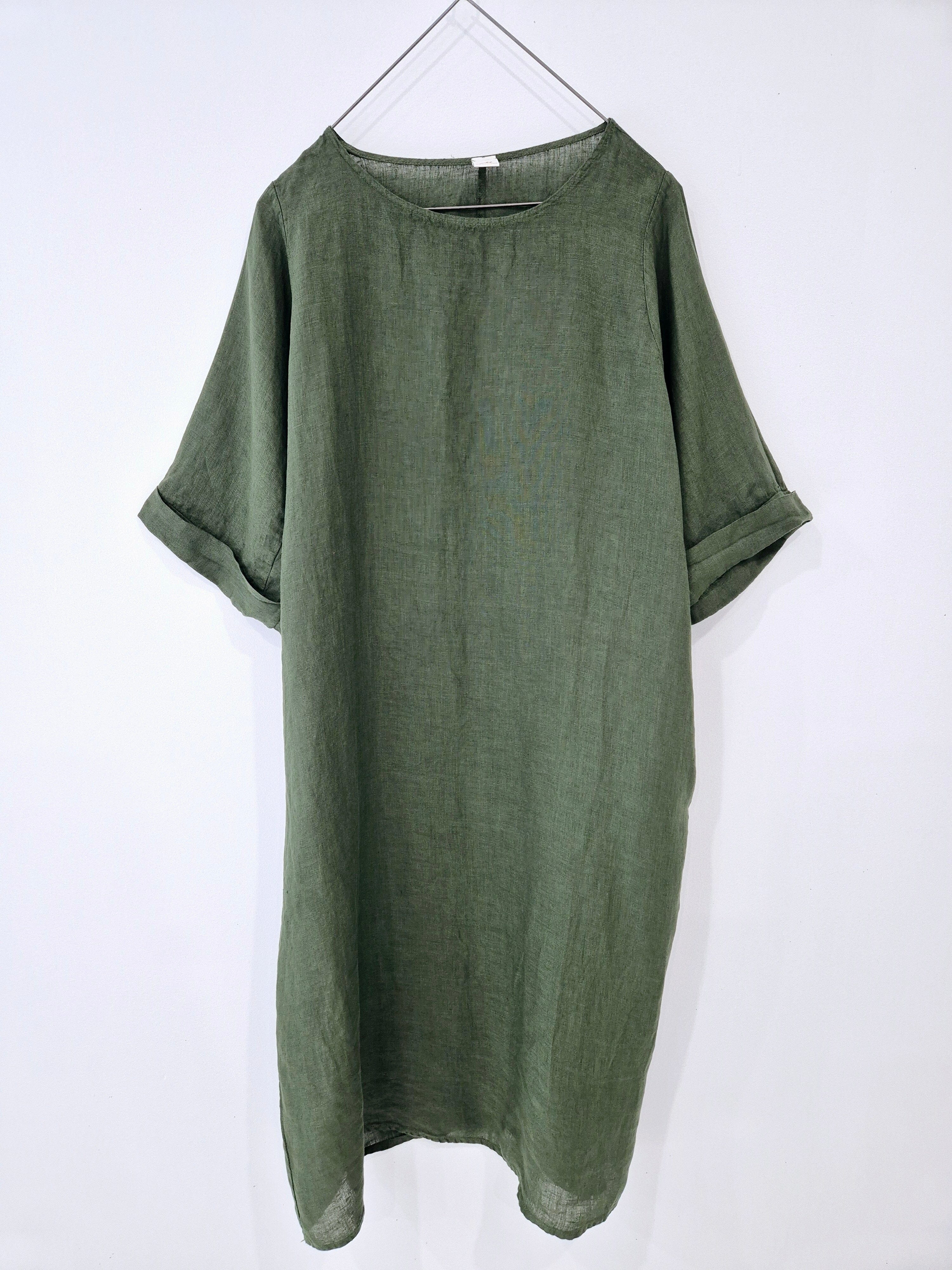 Montaigne Gaella Linen Dress Fashion Etika Forest Green 