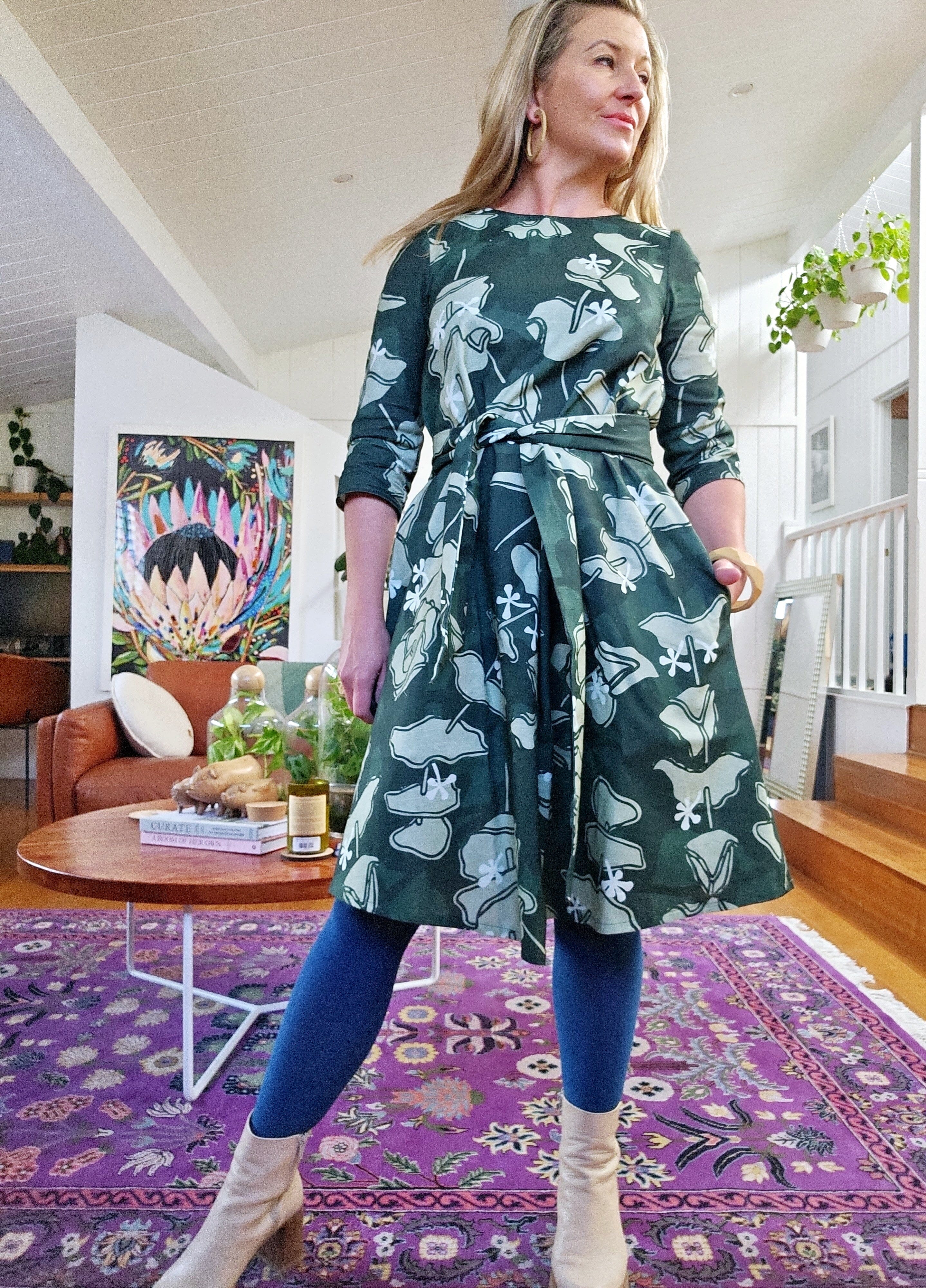 Florence Linen Dress - Risdonii Eucalyptus Dress The Spotted Quoll Studio 