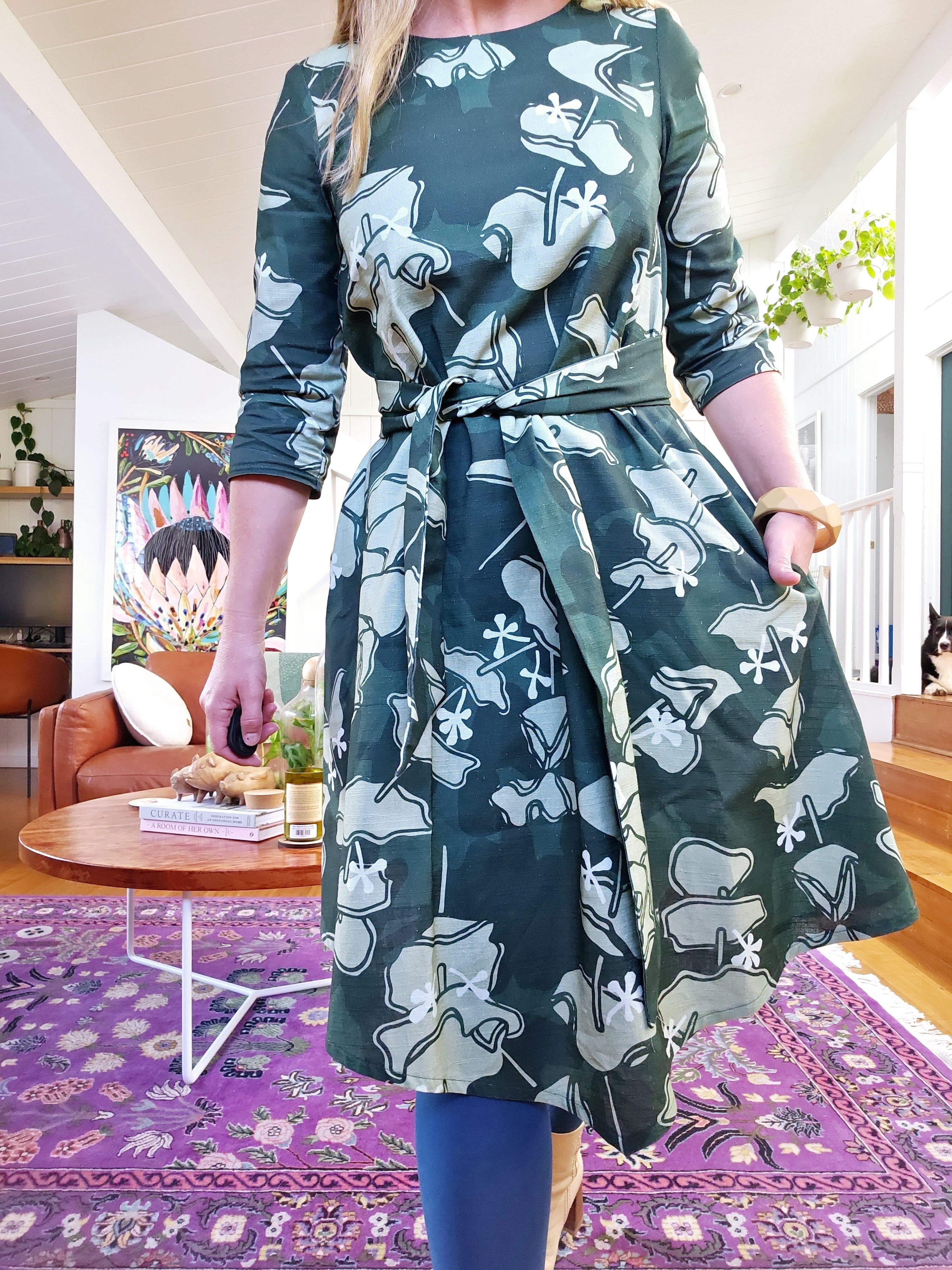 Florence Linen Dress - Risdonii Eucalyptus Dress The Spotted Quoll Studio 