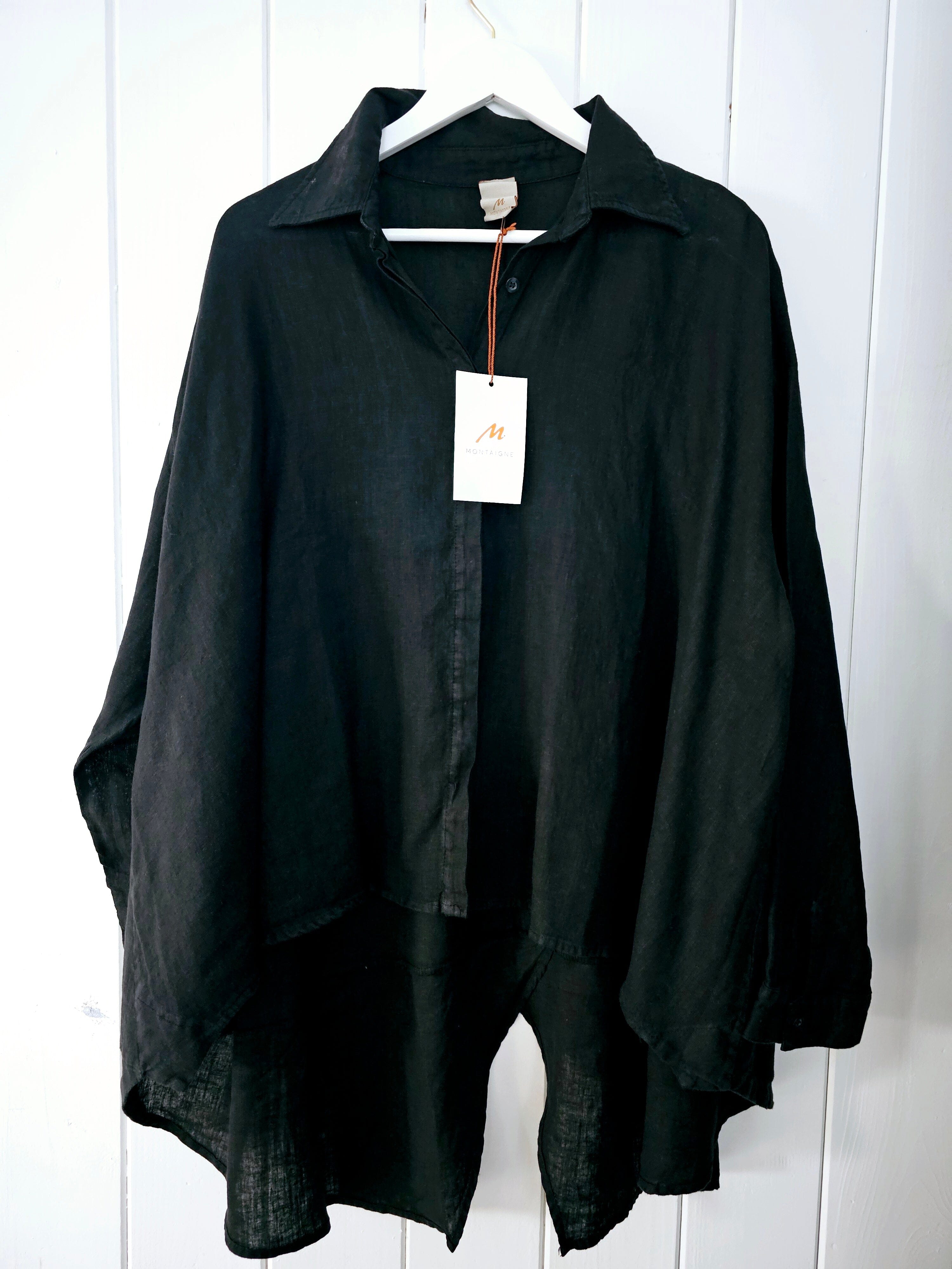 Montaigne Francois Linen Shirt Shirts & Tops Etika Black 