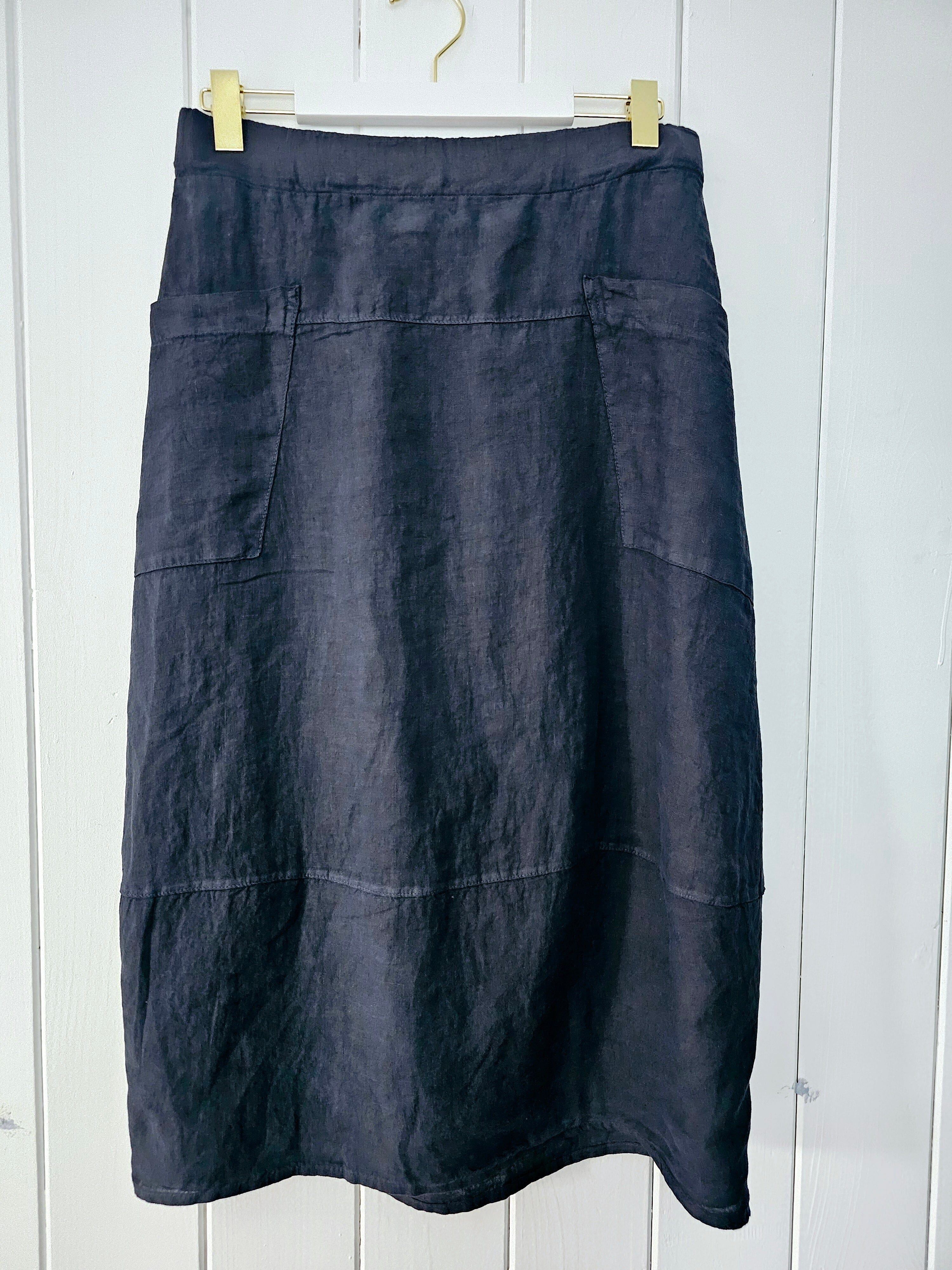 Montaigne Solid Linen Tulip Skirt Skirt Etika French Navy 1 (S/M) 