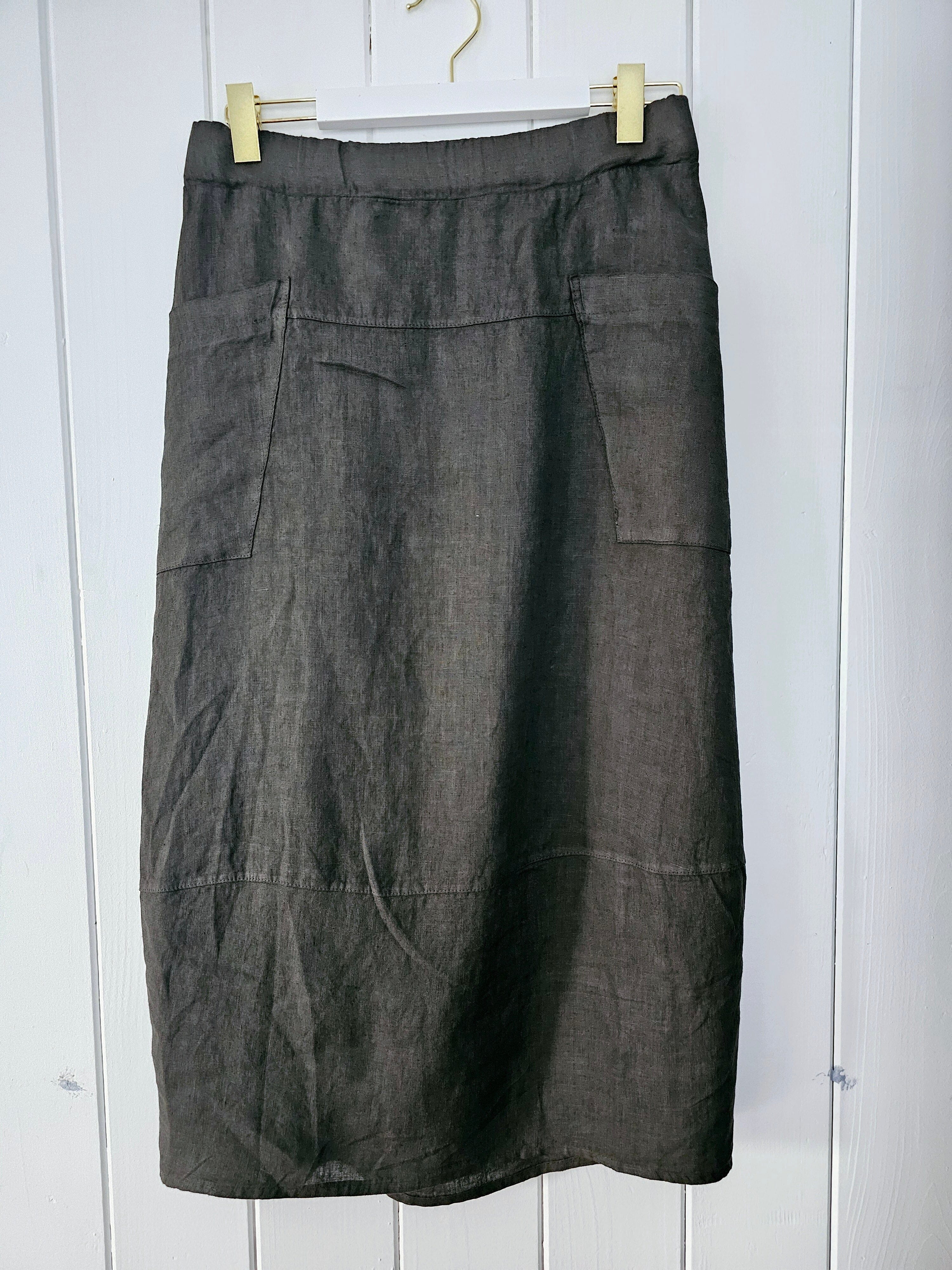 Montaigne Solid Linen Tulip Skirt Skirt Etika Choc Taupe 1 (S/M) 