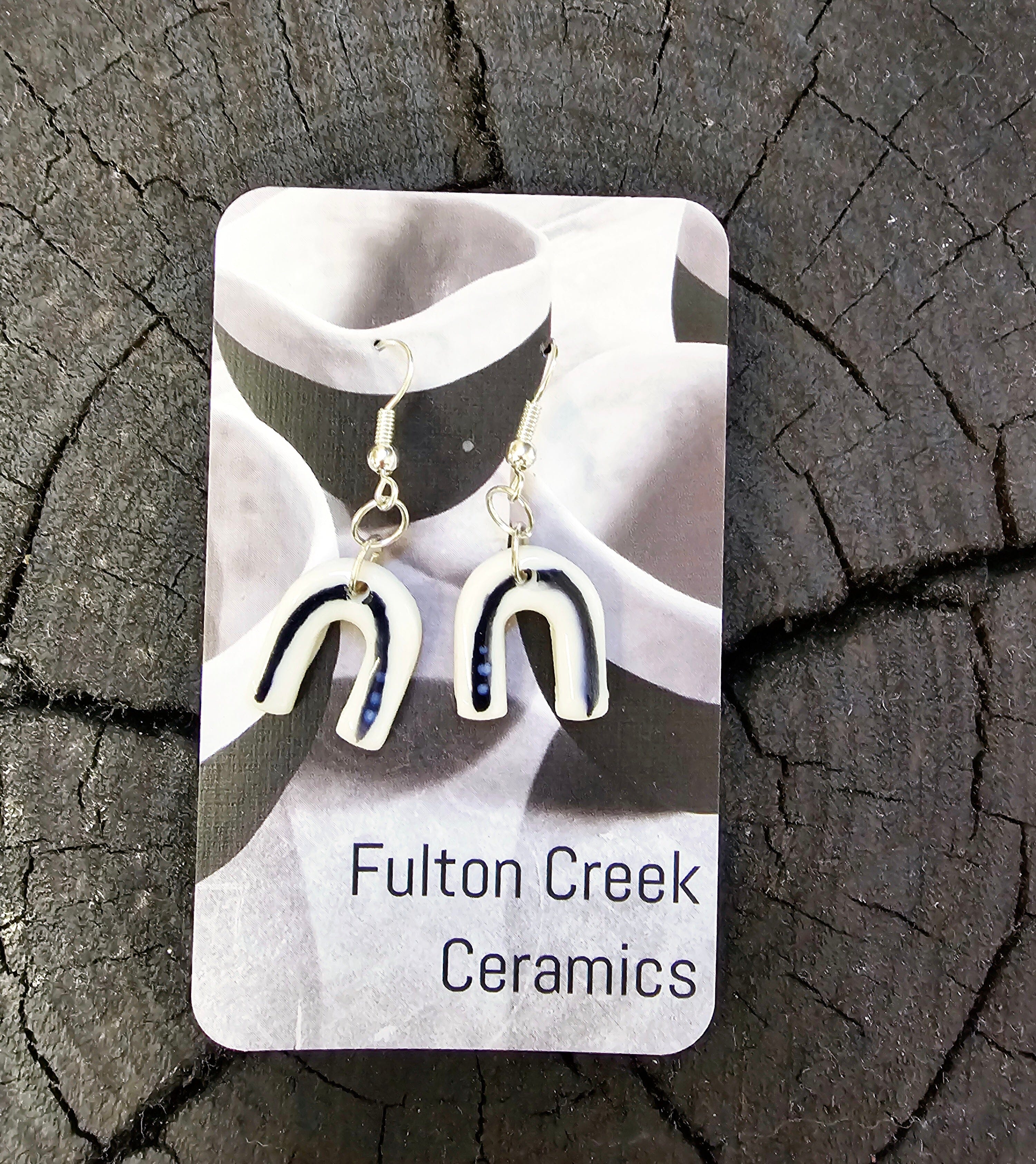 Ceramic Earrings - Fulton Creek Tasmania Earrings Fulton Creek Ceramics Dangle Horse Shoe 