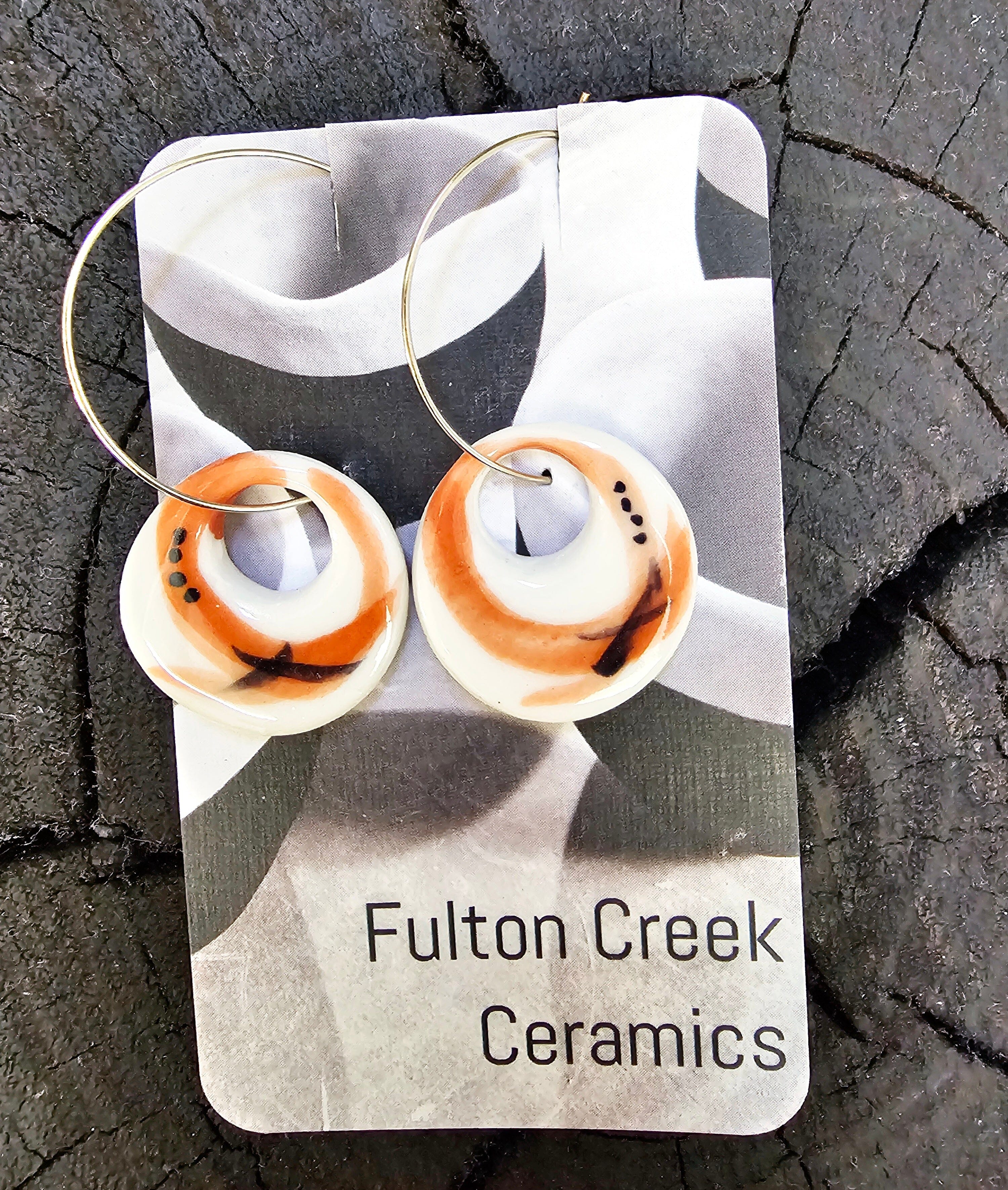 Ceramic Earrings - Fulton Creek Tasmania Earrings Fulton Creek Ceramics Dangle Donuts 