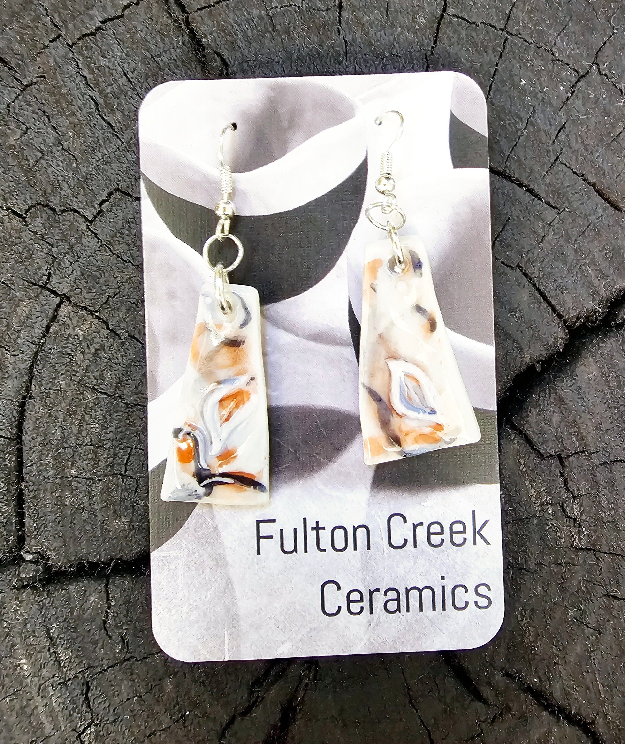 Ceramic Earrings - Fulton Creek Tasmania Earrings Fulton Creek Ceramics Dangle Long 