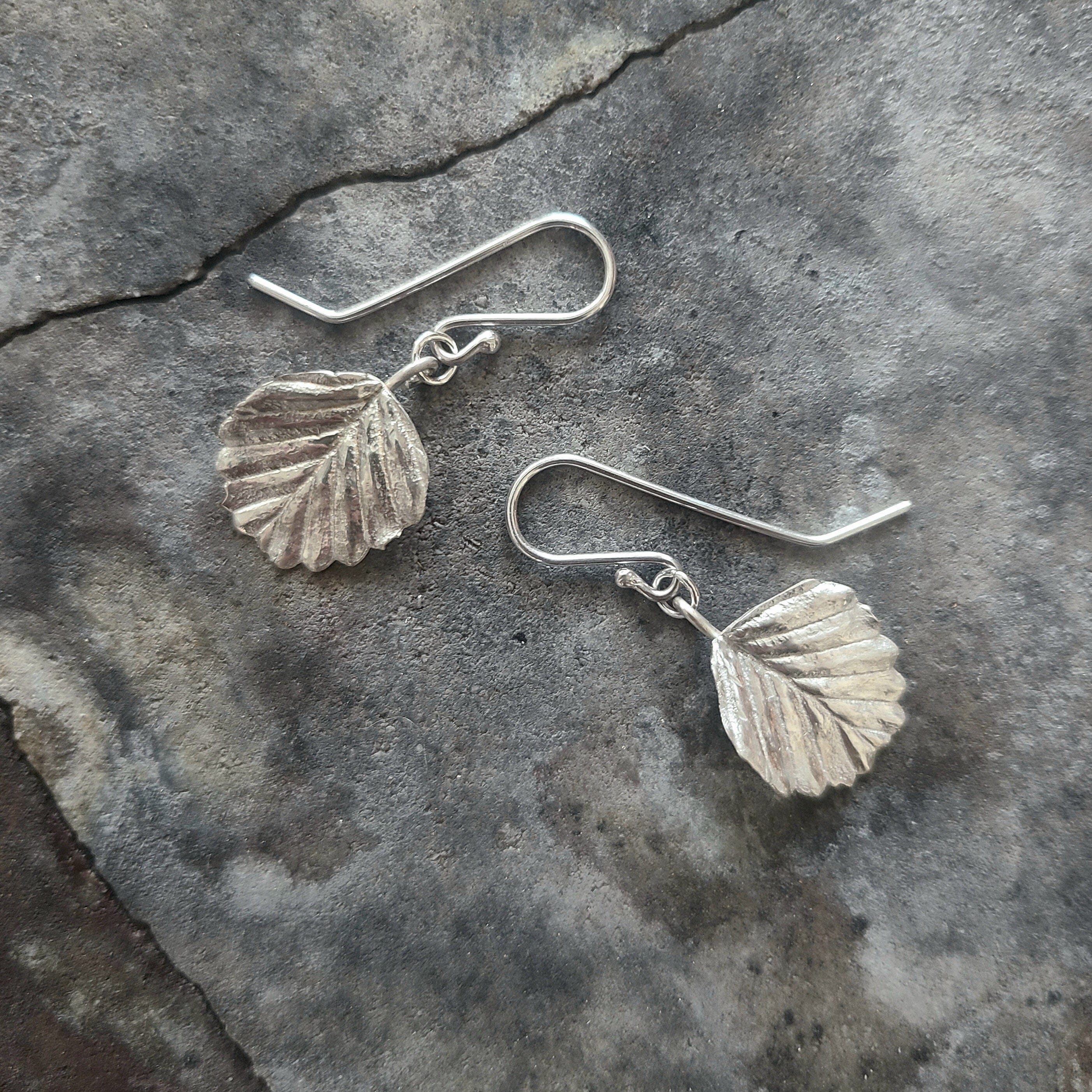 Fagus Leaf Earrings - Janny McKinnon Jewellery Janny Mckinnon Fagus Silver Short Hook 35mm 