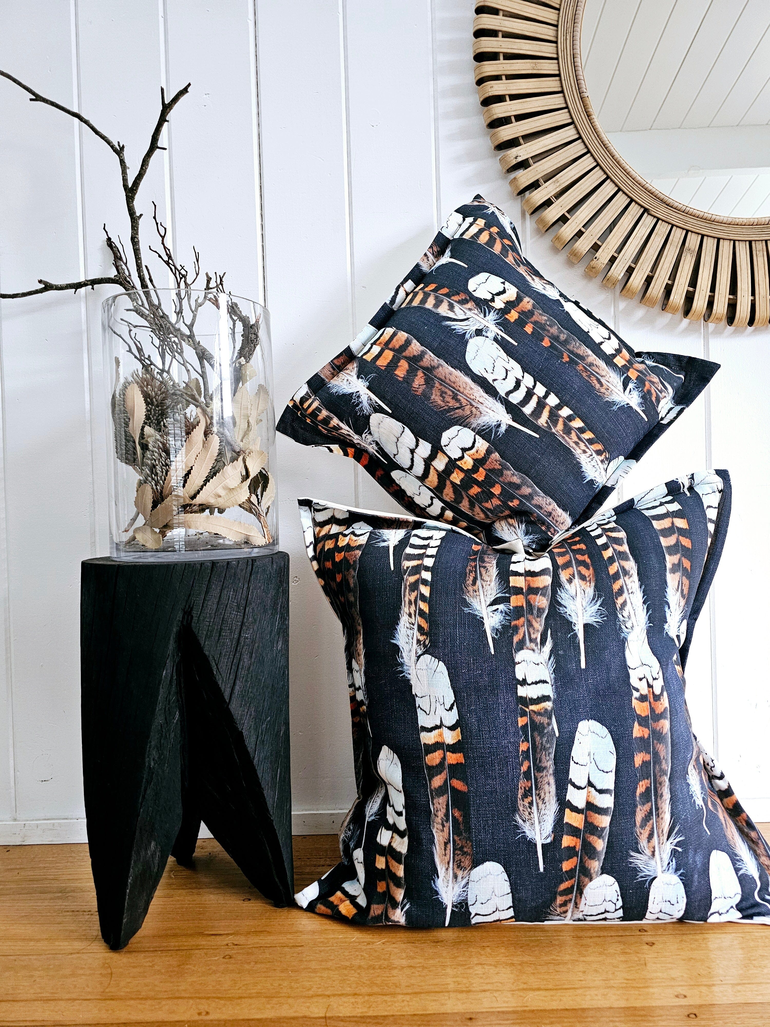 Organic Linen/Hemp Cushion - Kookaburra Feathers Cushions The Spotted Quoll 45 x 45cm 