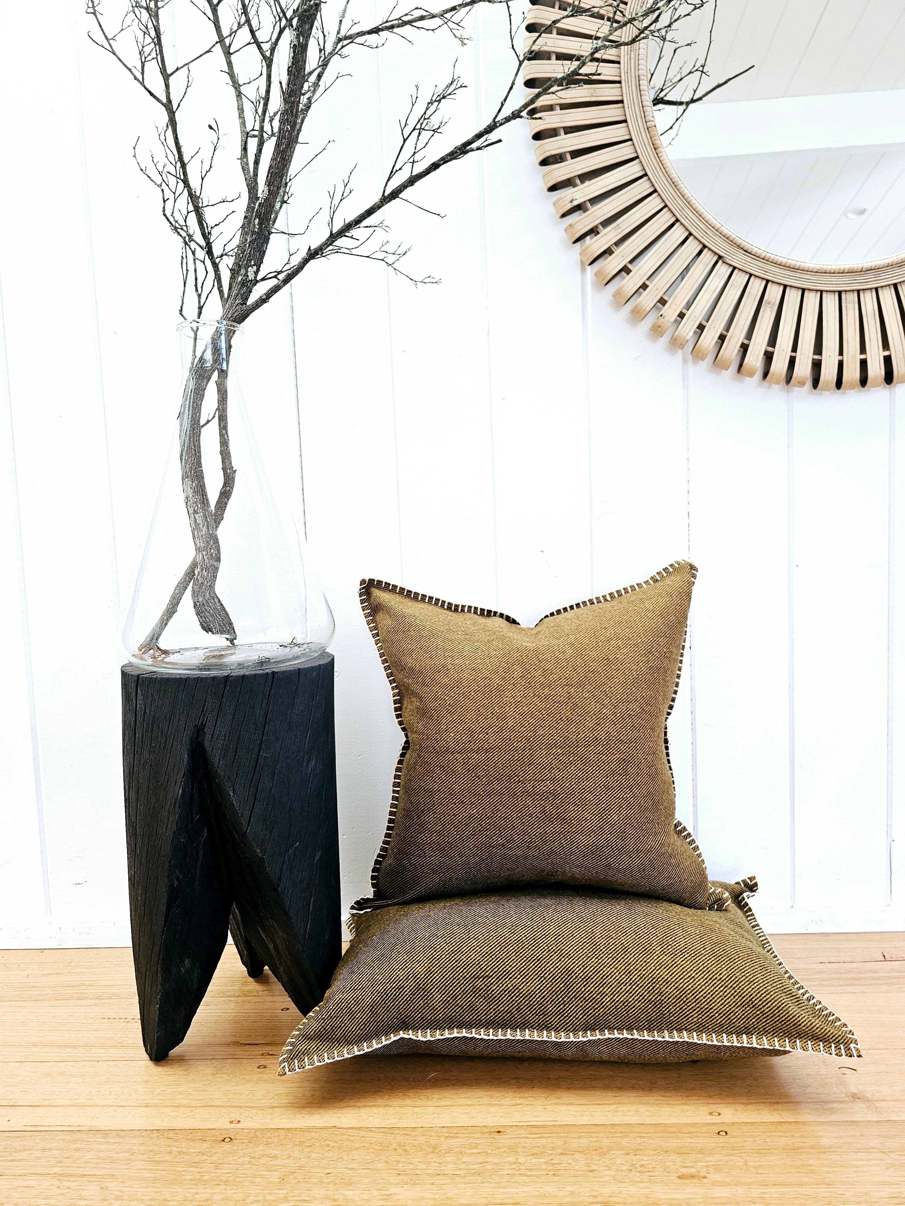 Honey Mustard Twill Organic Wool Felt Cushions Cushions The Spotted Quoll Studio 