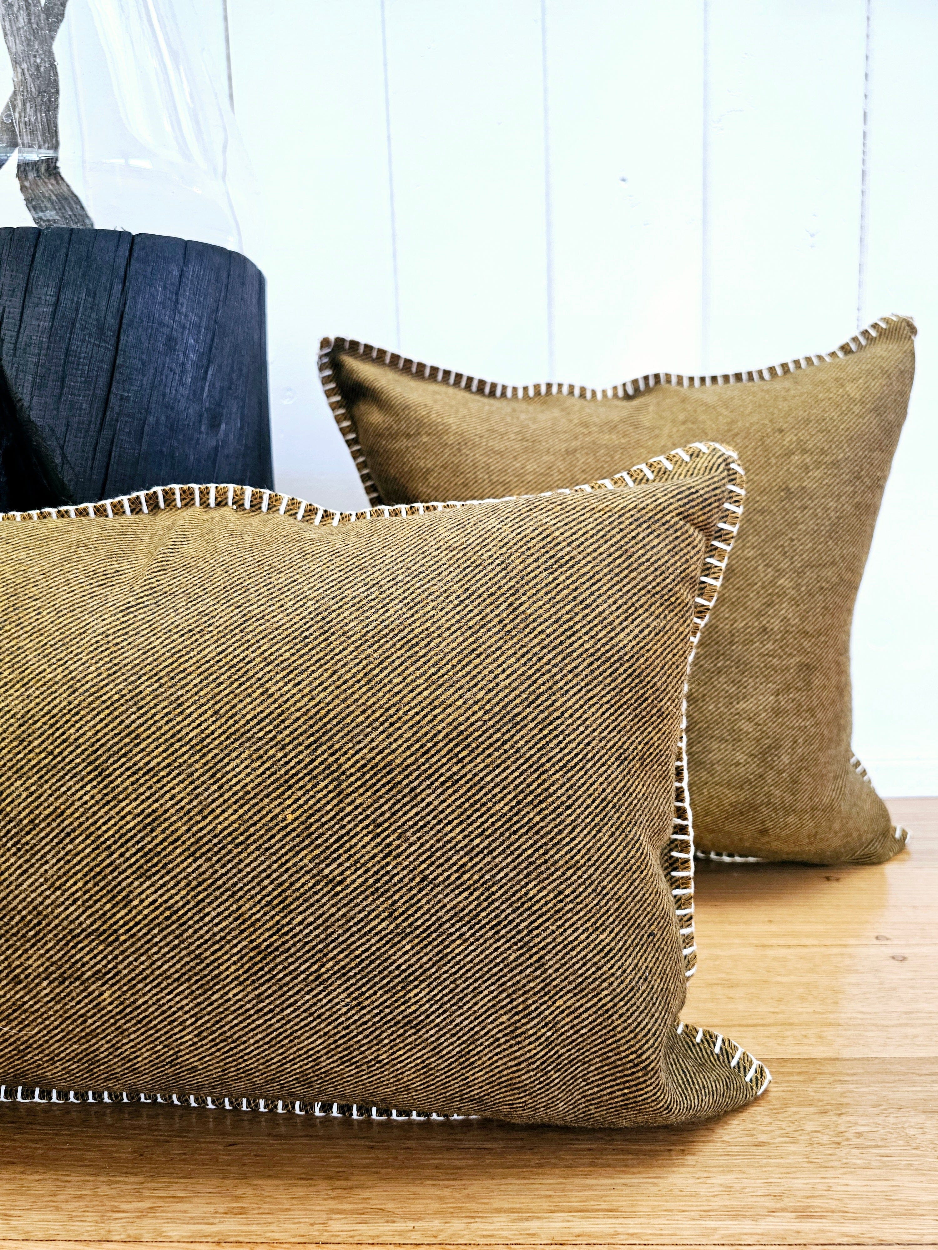 Honey Mustard Twill Organic Wool Felt Cushions Cushions The Spotted Quoll Studio 