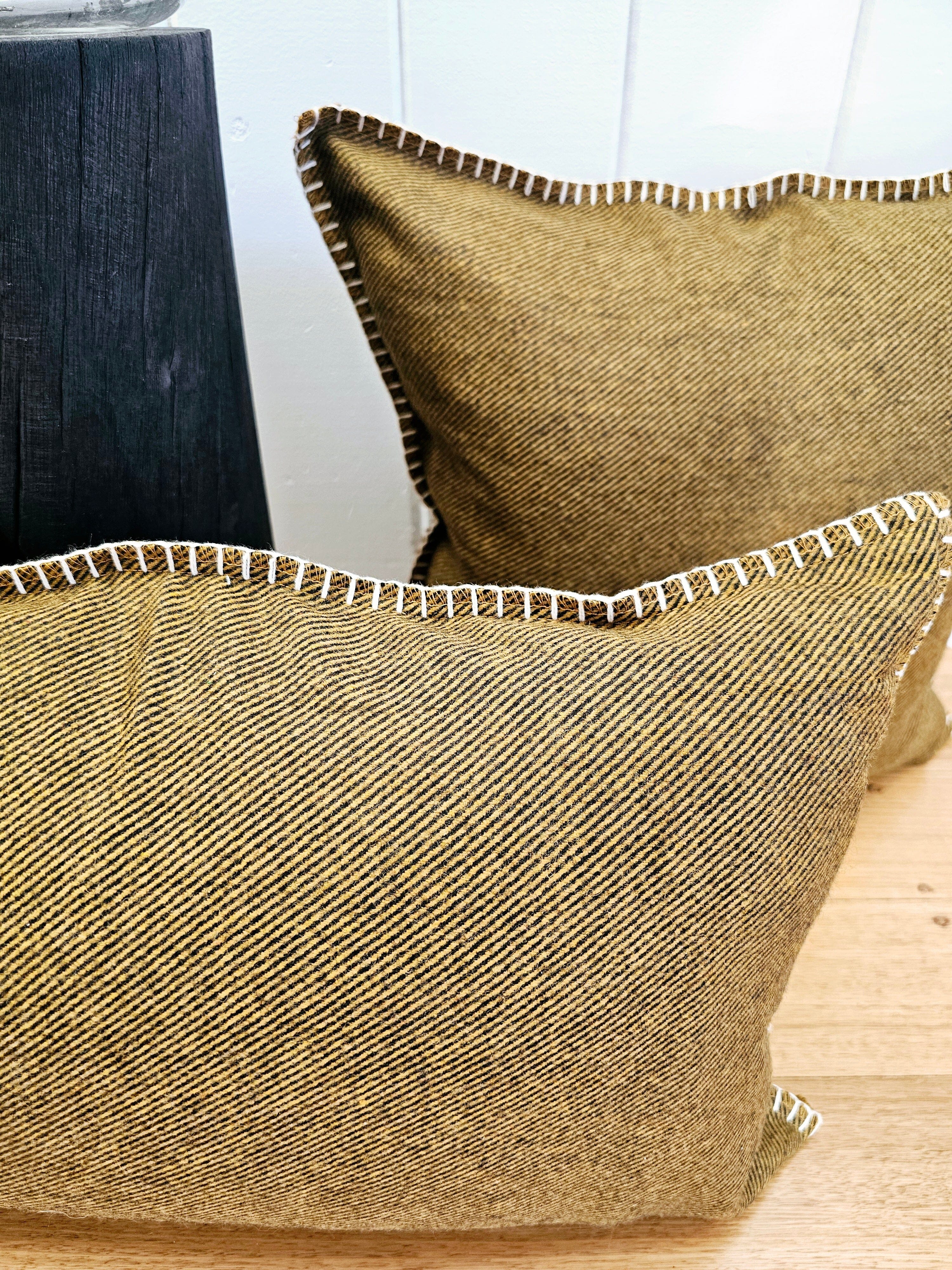 Honey Mustard Twill Organic Wool Felt Cushions Cushions The Spotted Quoll Studio 