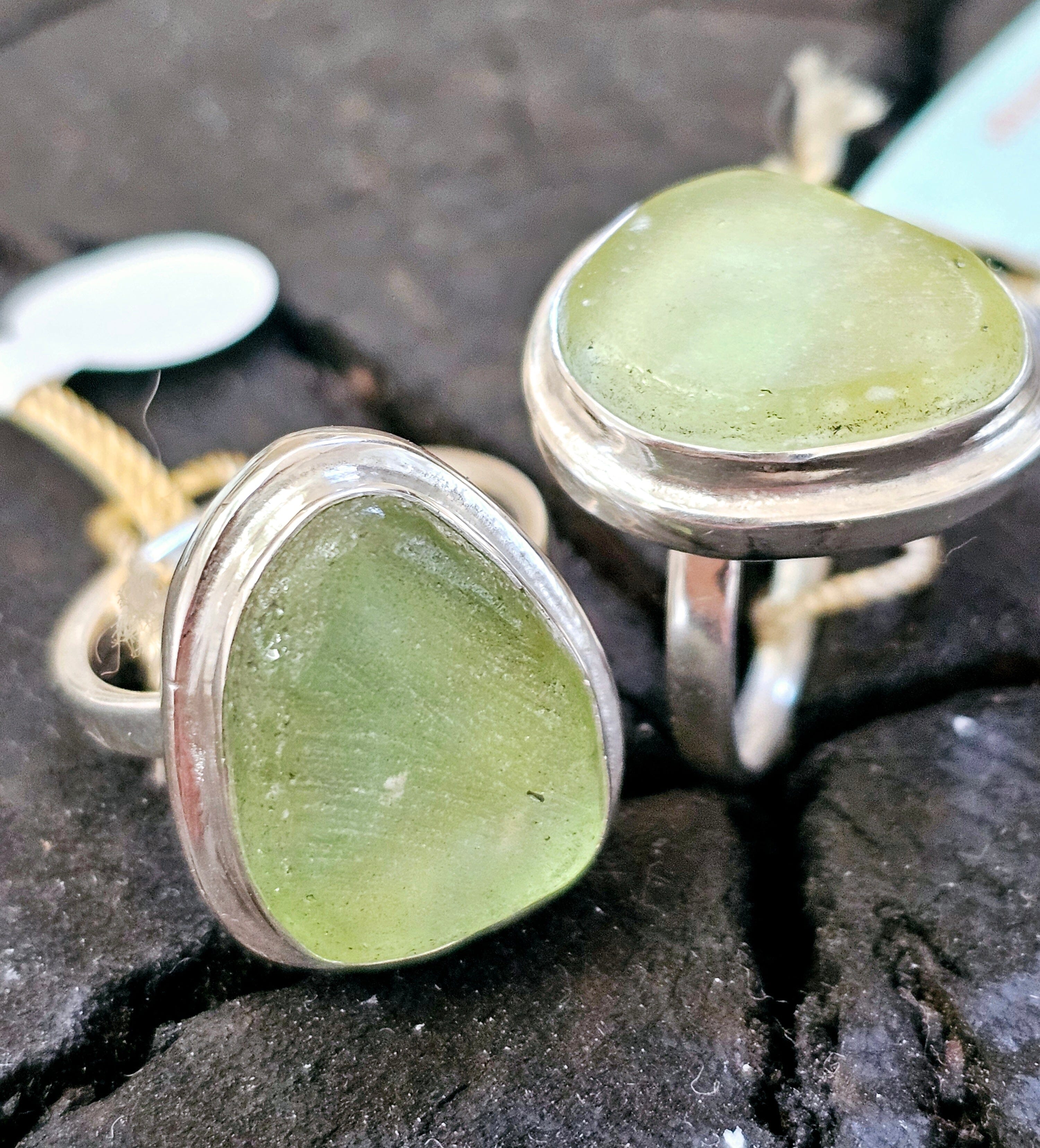 Adjustable Sea Glass Rings - Lisa Carney Jewelry Lisa Carney Designs Kelp Green 