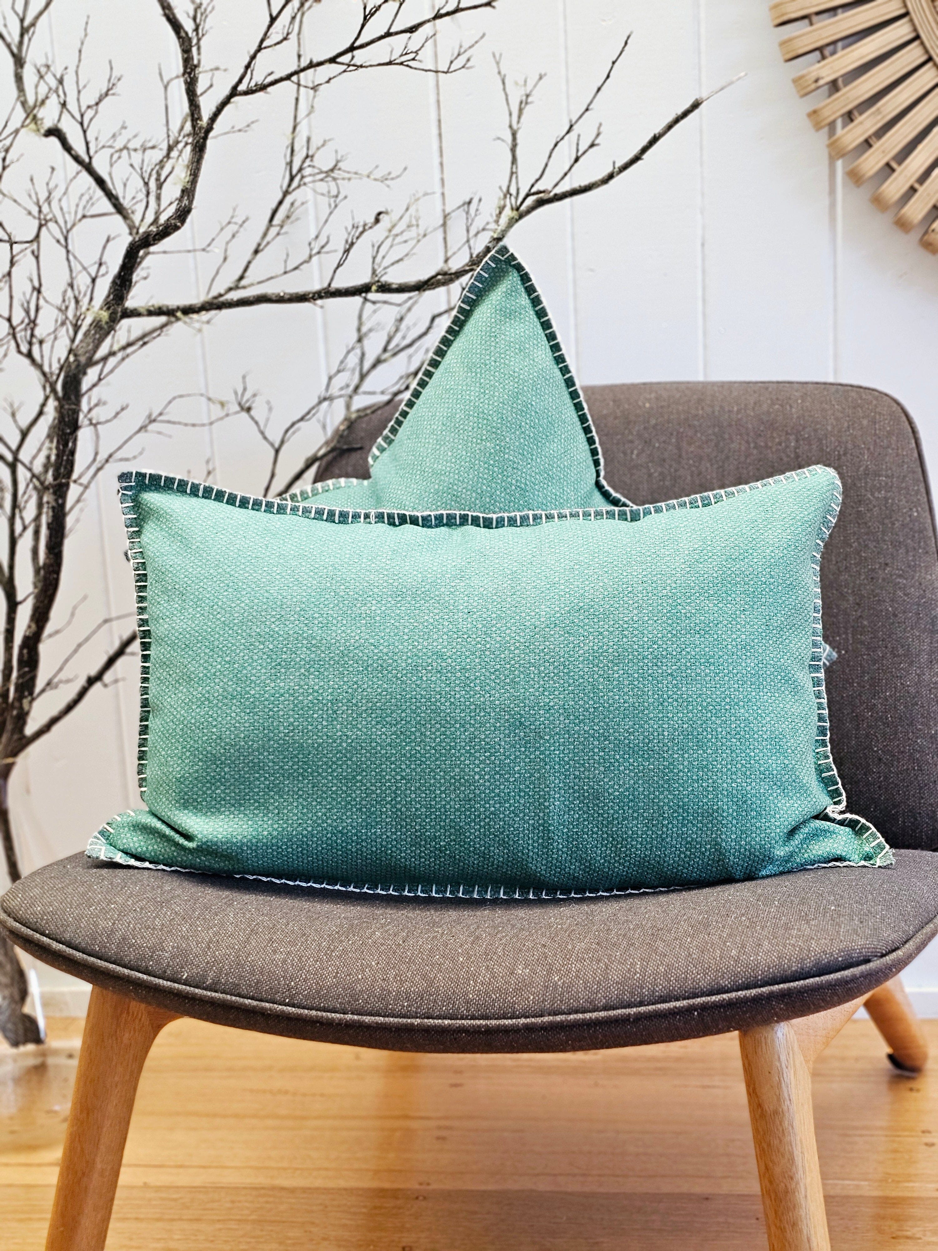 Sage Spots Organic Wool Felt Cushions Cushions The Spotted Quoll Studio 