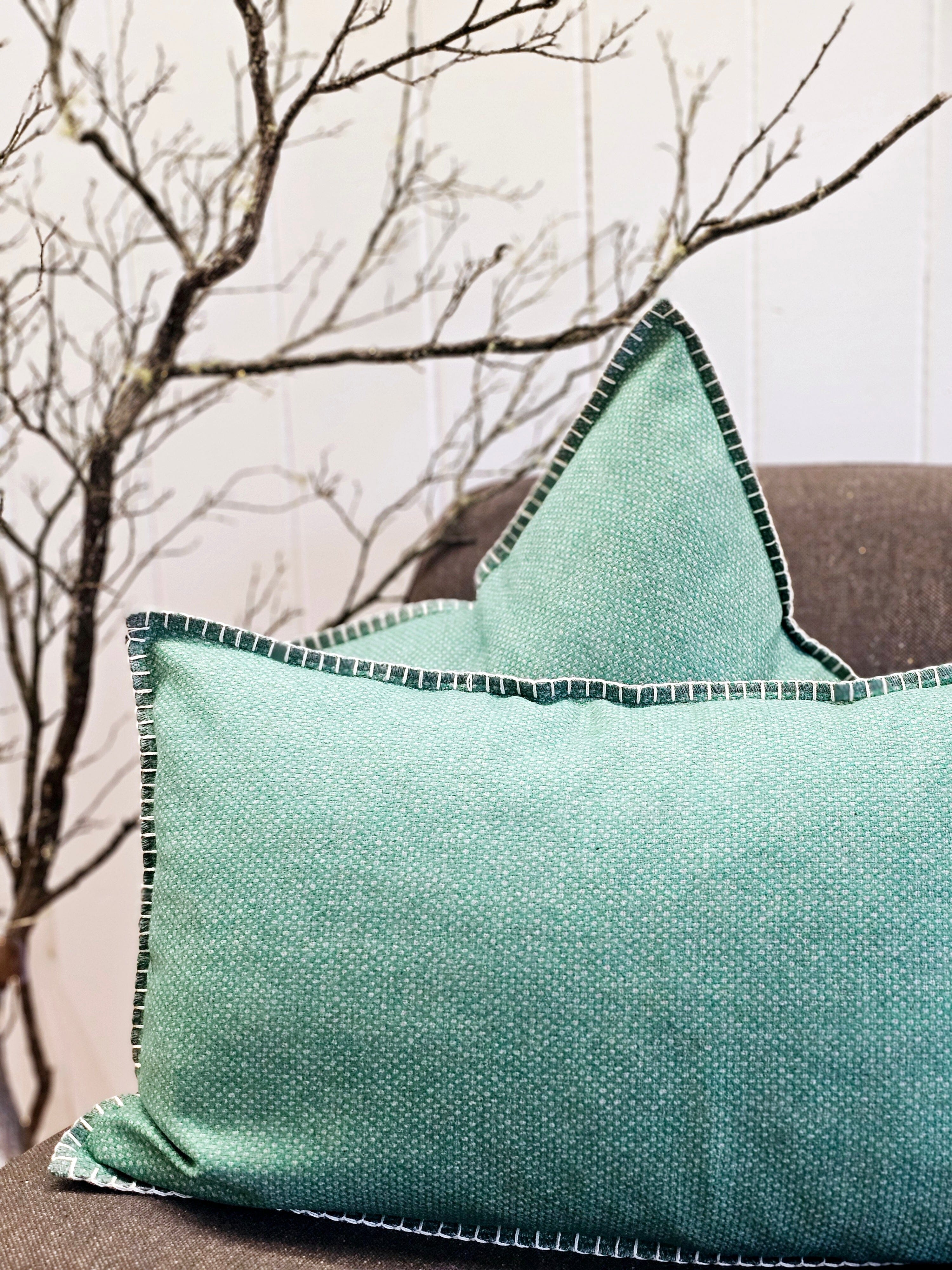 Sage Spots Organic Wool Felt Cushions Cushions The Spotted Quoll Studio 