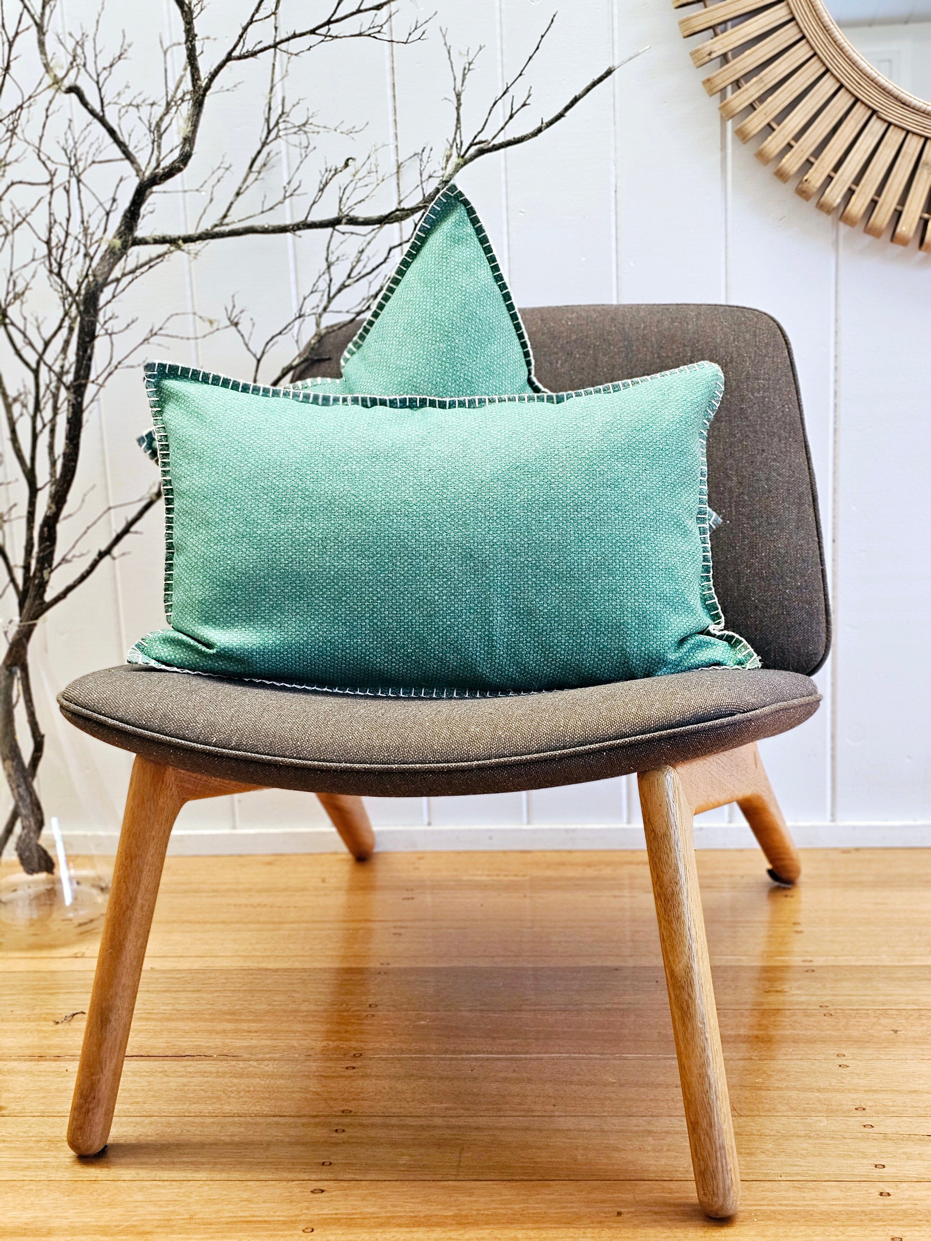 Sage Spots Organic Wool Felt Cushions Cushions The Spotted Quoll Studio 