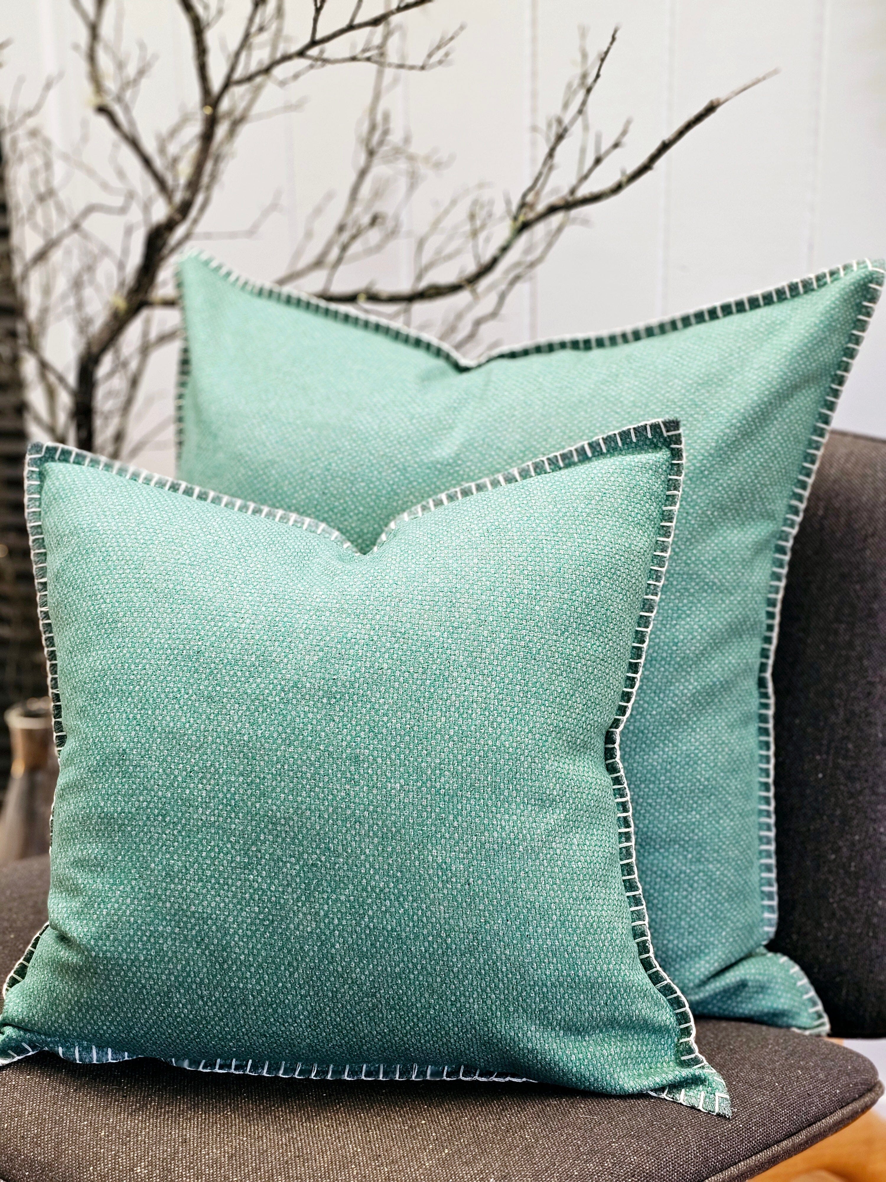 Sage Spots Organic Wool Felt Cushions Cushions The Spotted Quoll Studio 